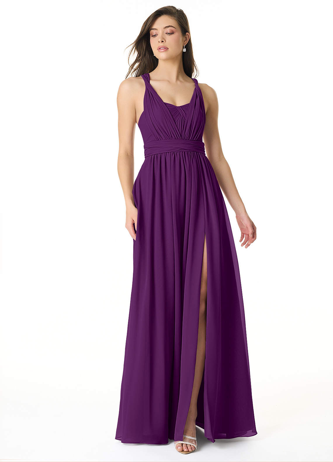 Olani A-Line V-Neck Chiffon Bridesmaid Dress in Grape