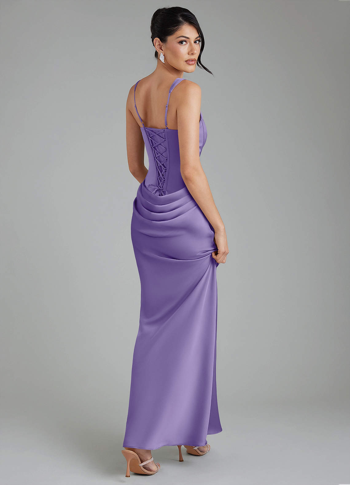 Etta Mermaid Square-Neck Stretch Satin Bridesmaid Dress in Tahiti