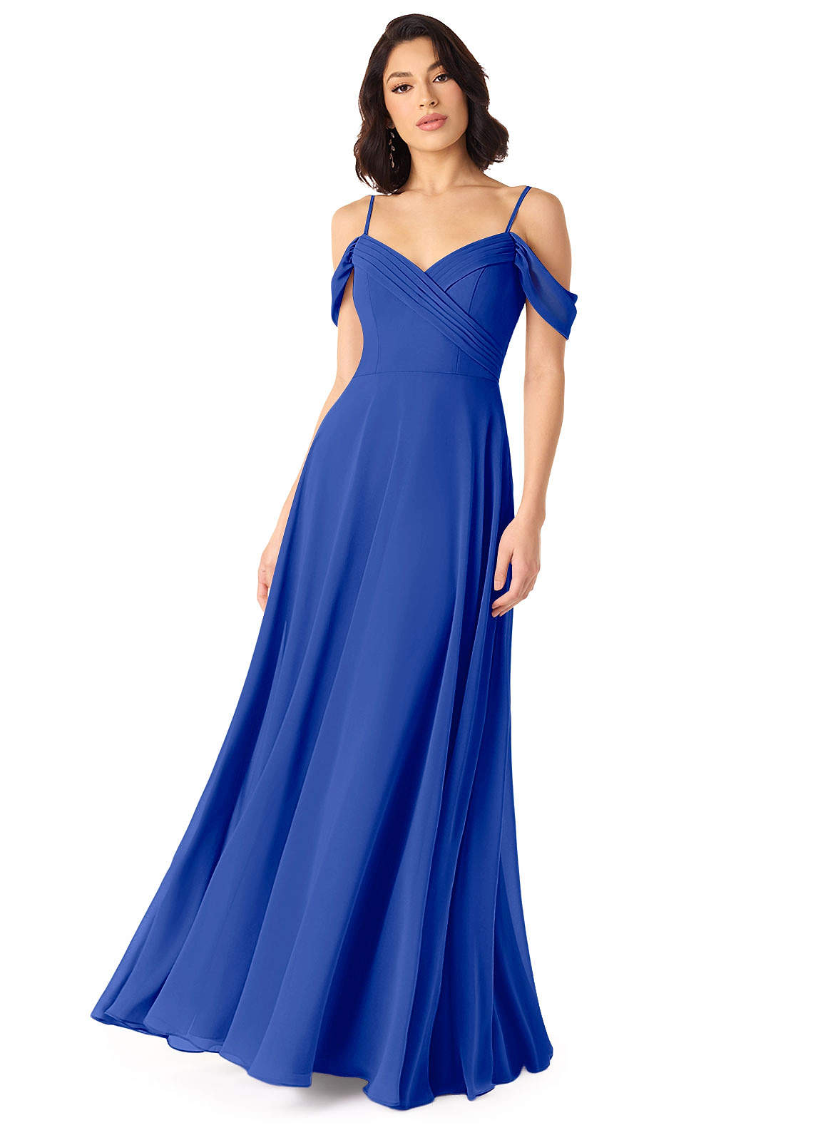 Tancie A-Line Off-the-Shoulder Chiffon Bridesmaid Dress in Royal Blue