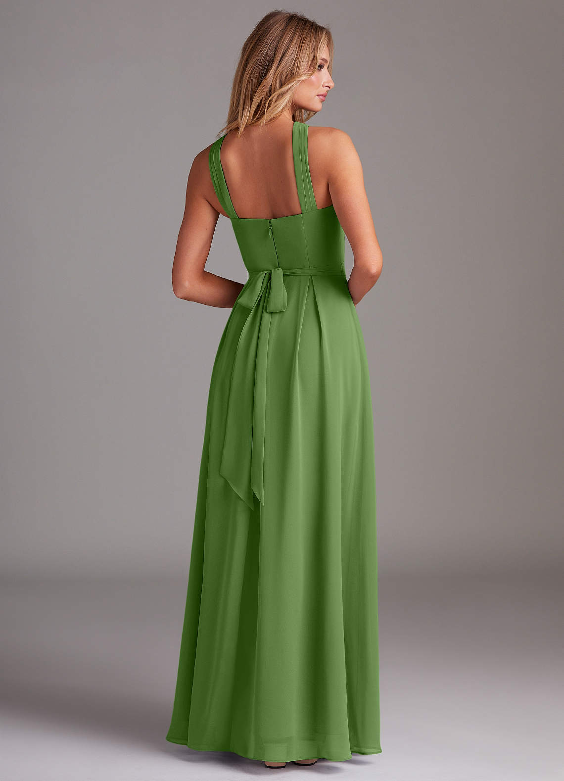 Dixie A-Line Halter Chiffon Bridesmaid Dress in Basil