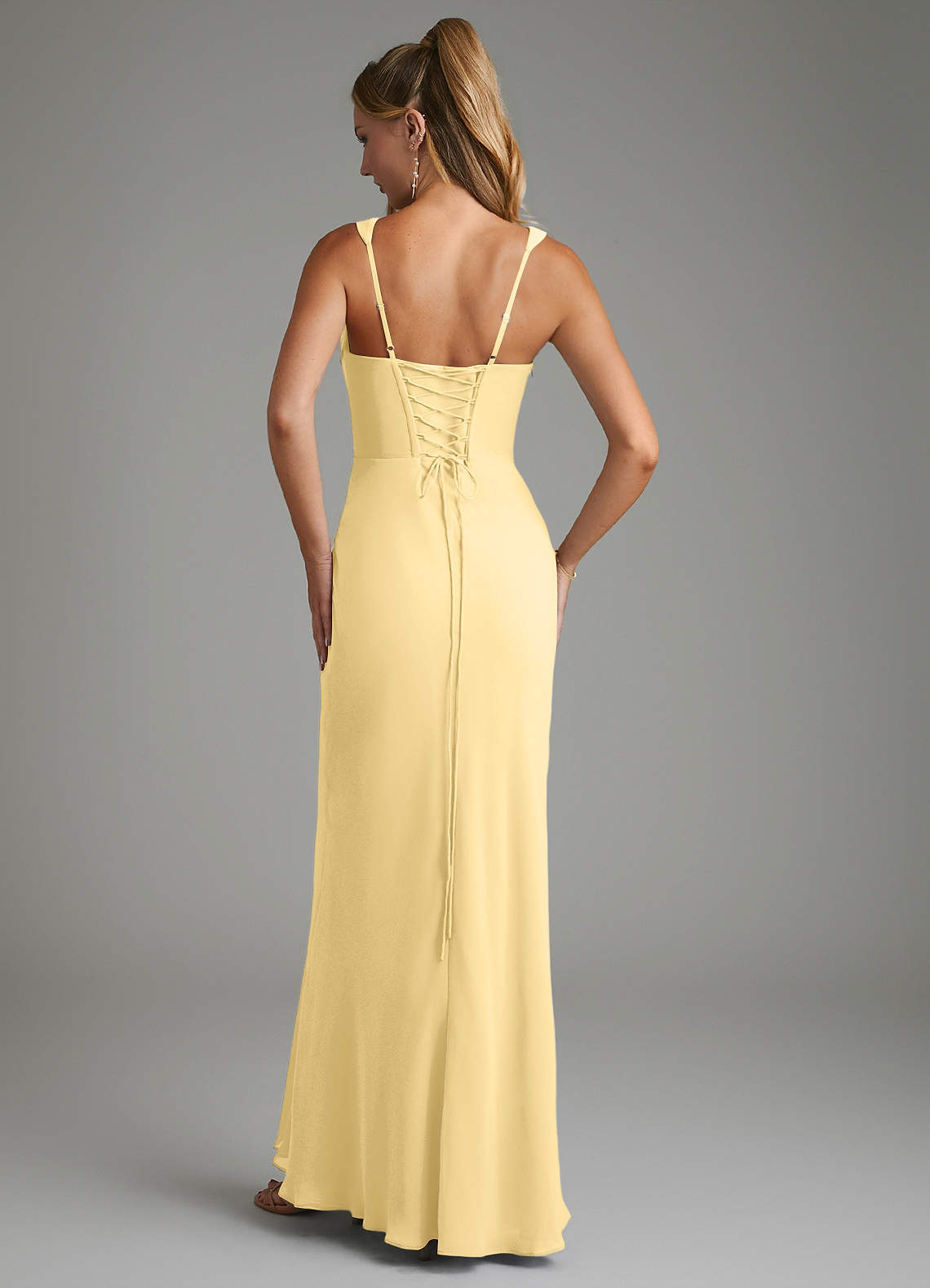 Asa Sheath Square-Neck Chiffon Bridesmaid Dress in Butter