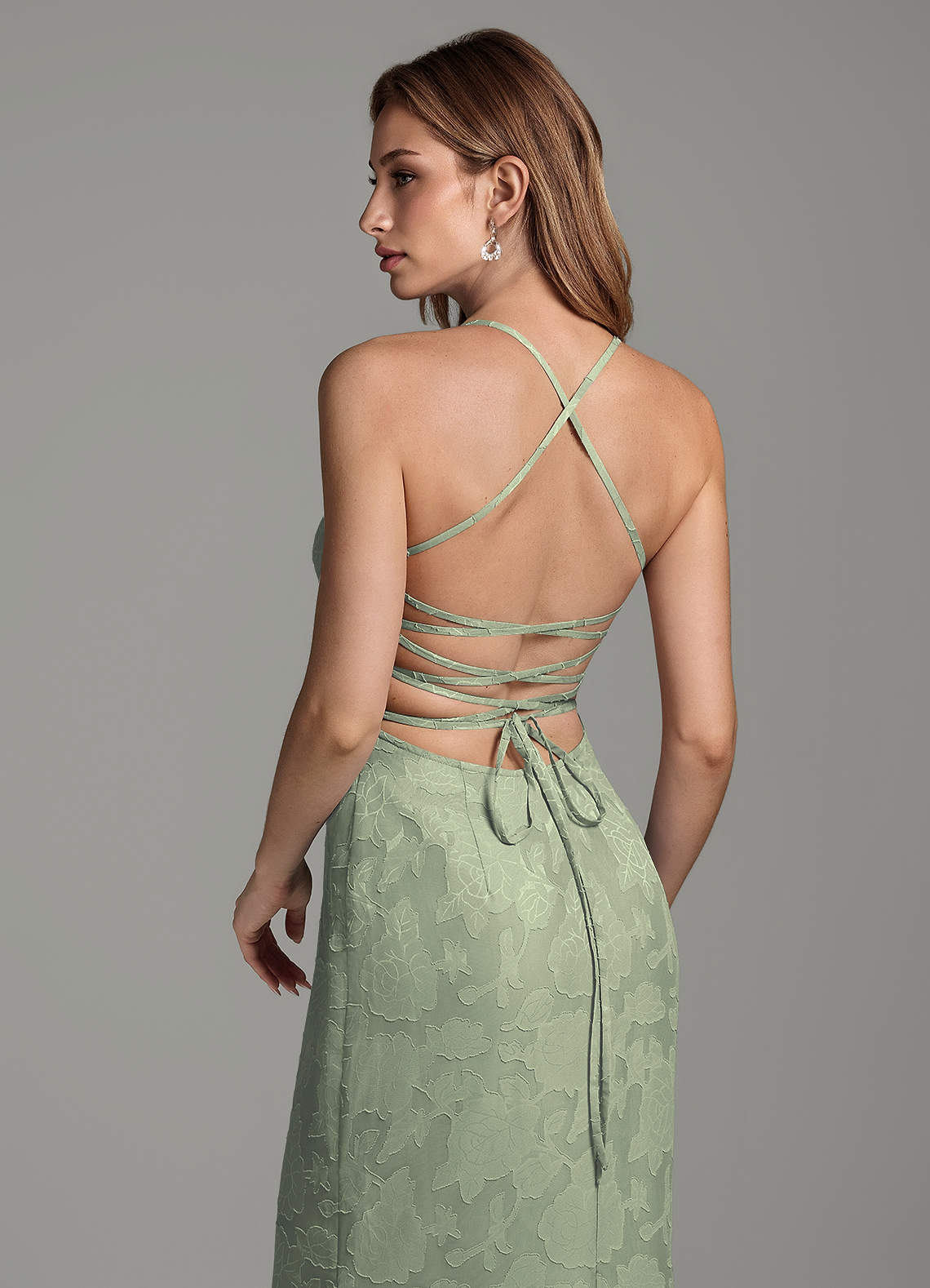 Dara Mermaid Sweetheart Floral Burnout Bridesmaid Dress in Agave