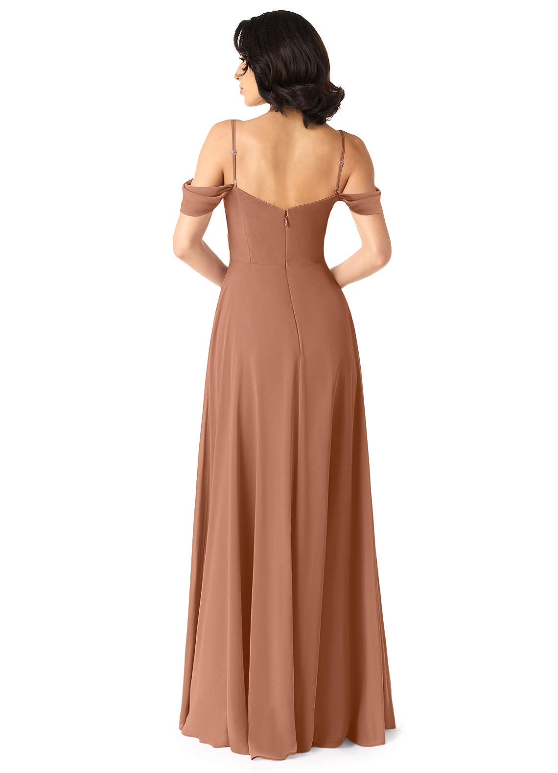 Tancie A-Line Off-the-Shoulder Chiffon Bridesmaid Dress in Bronzer