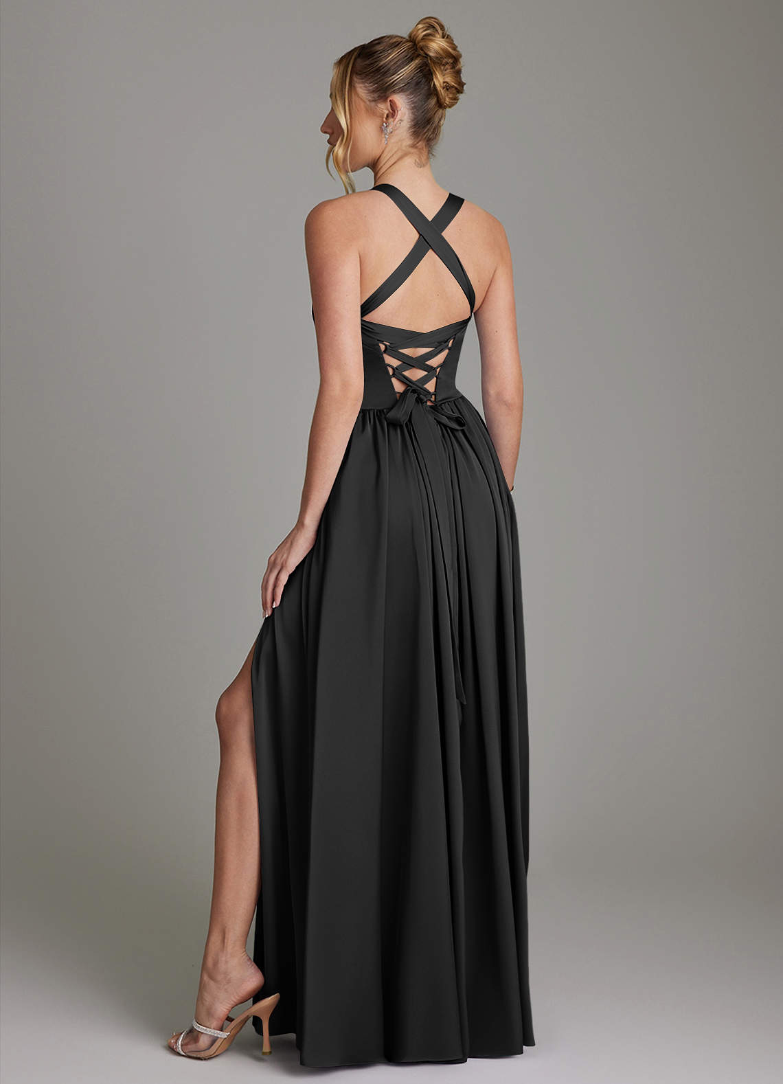 Francis A-Line V-Neck Stretch Satin Bridesmaid Dress