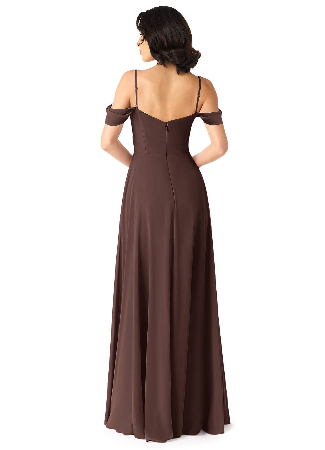 Tancie A-Line Off-the-Shoulder Chiffon Bridesmaid Dress in Ganache