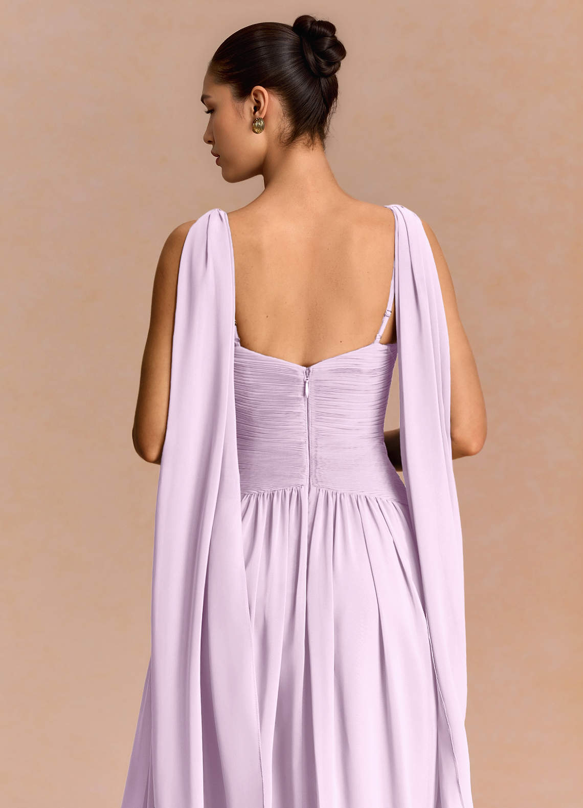 Eluney A-Line V-Neck Chiffon Evening Dress in Frosted Lilac
