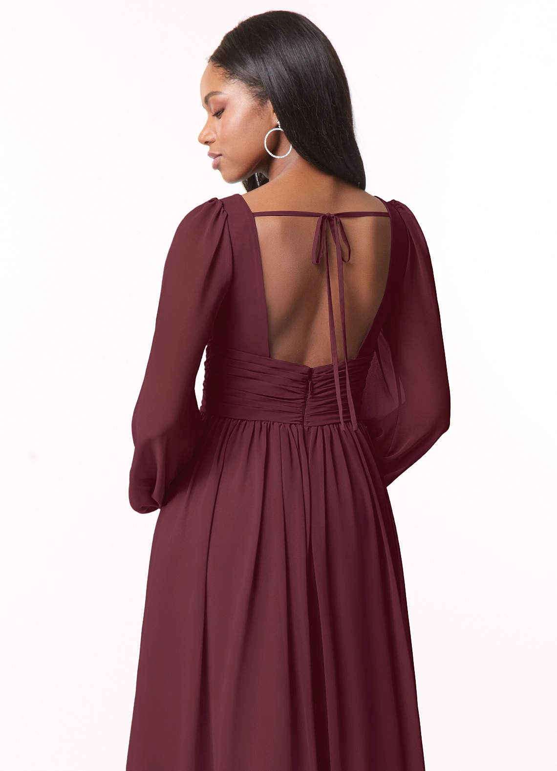 Norah A-Line V-Neck Chiffon Bridesmaid Dress in Cabernet