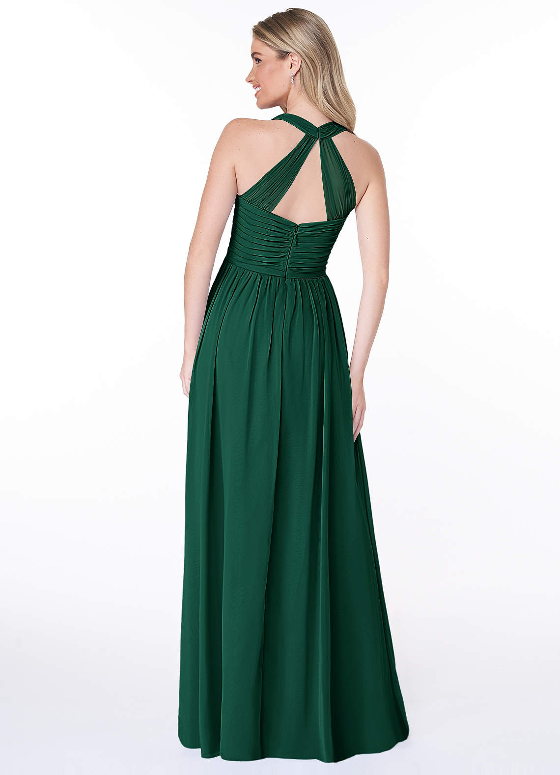Jaclyn A-Line Halter Chiffon Bridesmaid Dress in Emerald