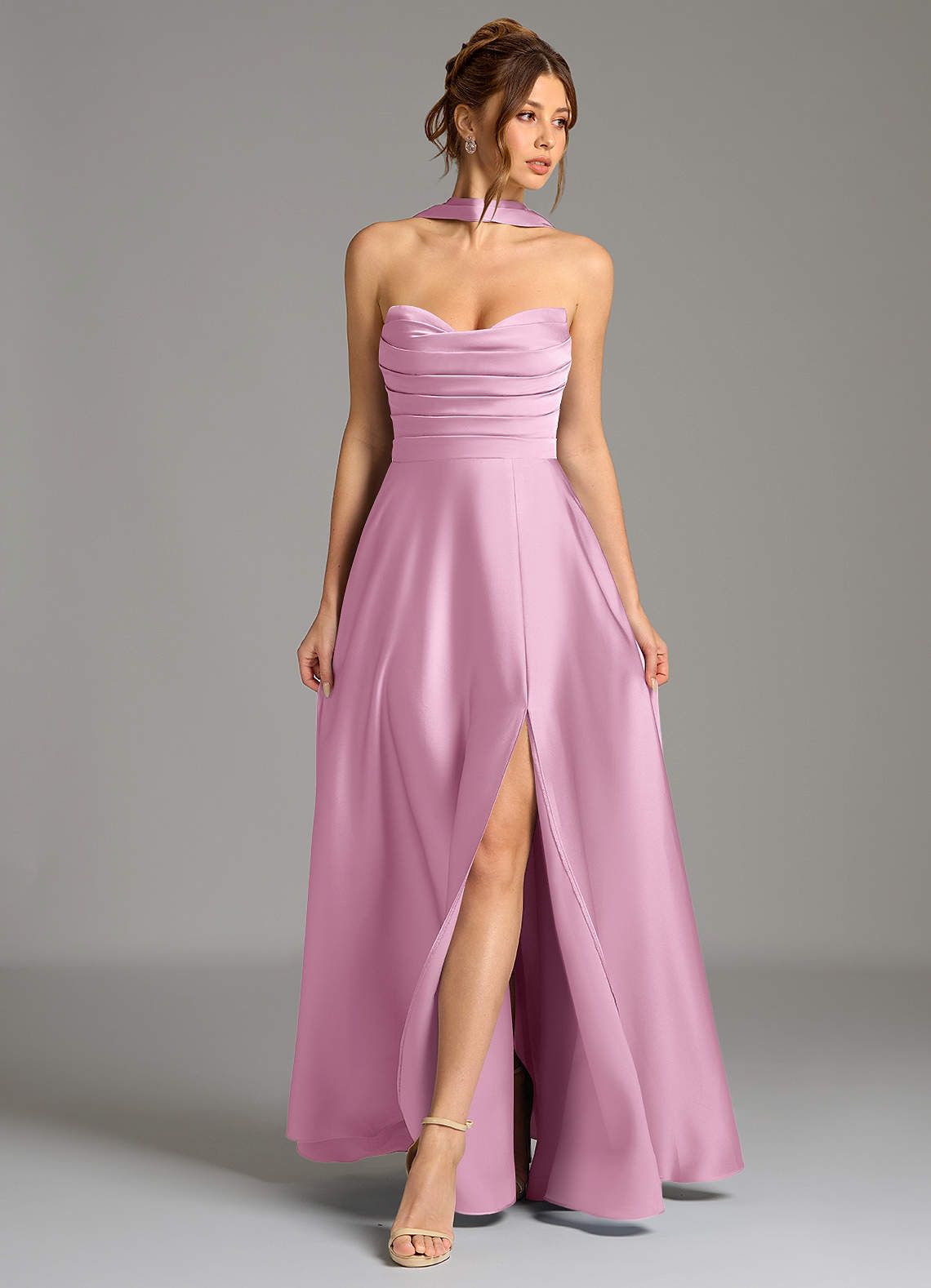 Ayla A-Line Sweetheart Stretch Satin Bridesmaid Dress in candy pink