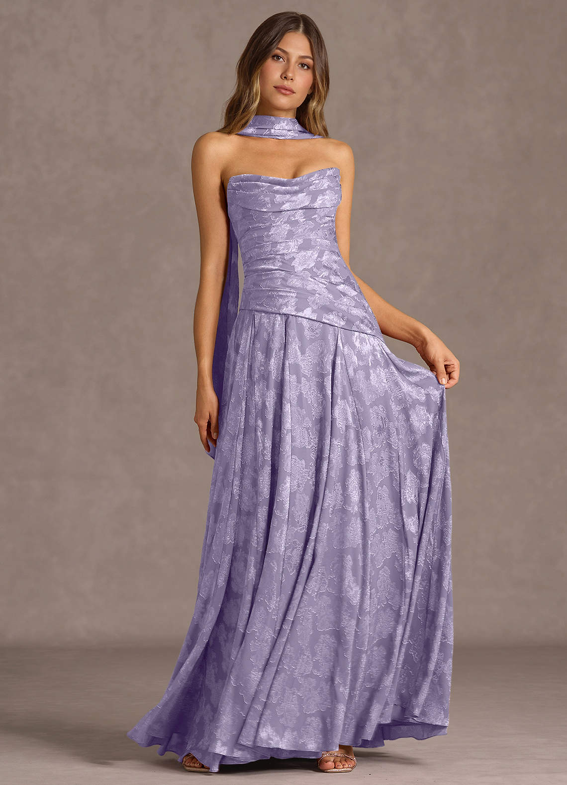 Gabriela A-Line Corset Fil Coupé Wedding Guest Dress in Lemon Sorbet