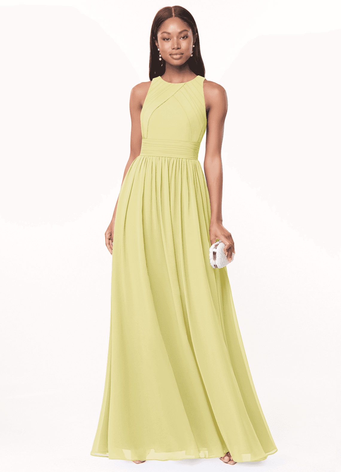Harper A-Line Scoop-Neck Chiffon Bridesmaid Dress in Lemon Sorbet