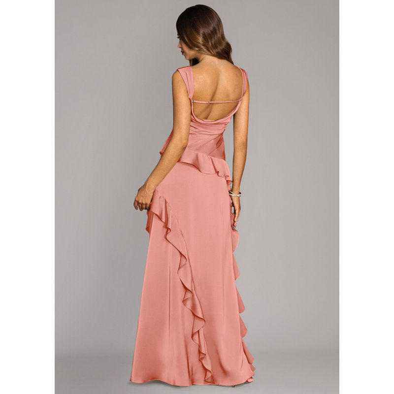 Sloane A-Line Sweetheart Stretch Satin Bridesmaid Dress in Coral - view 2