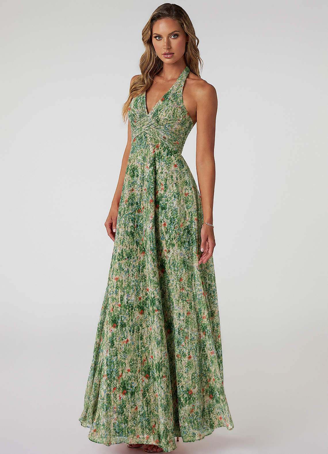 Tessie A-Line V-Neck Chiffon Bridesmaid Dress in Meadow Bloom