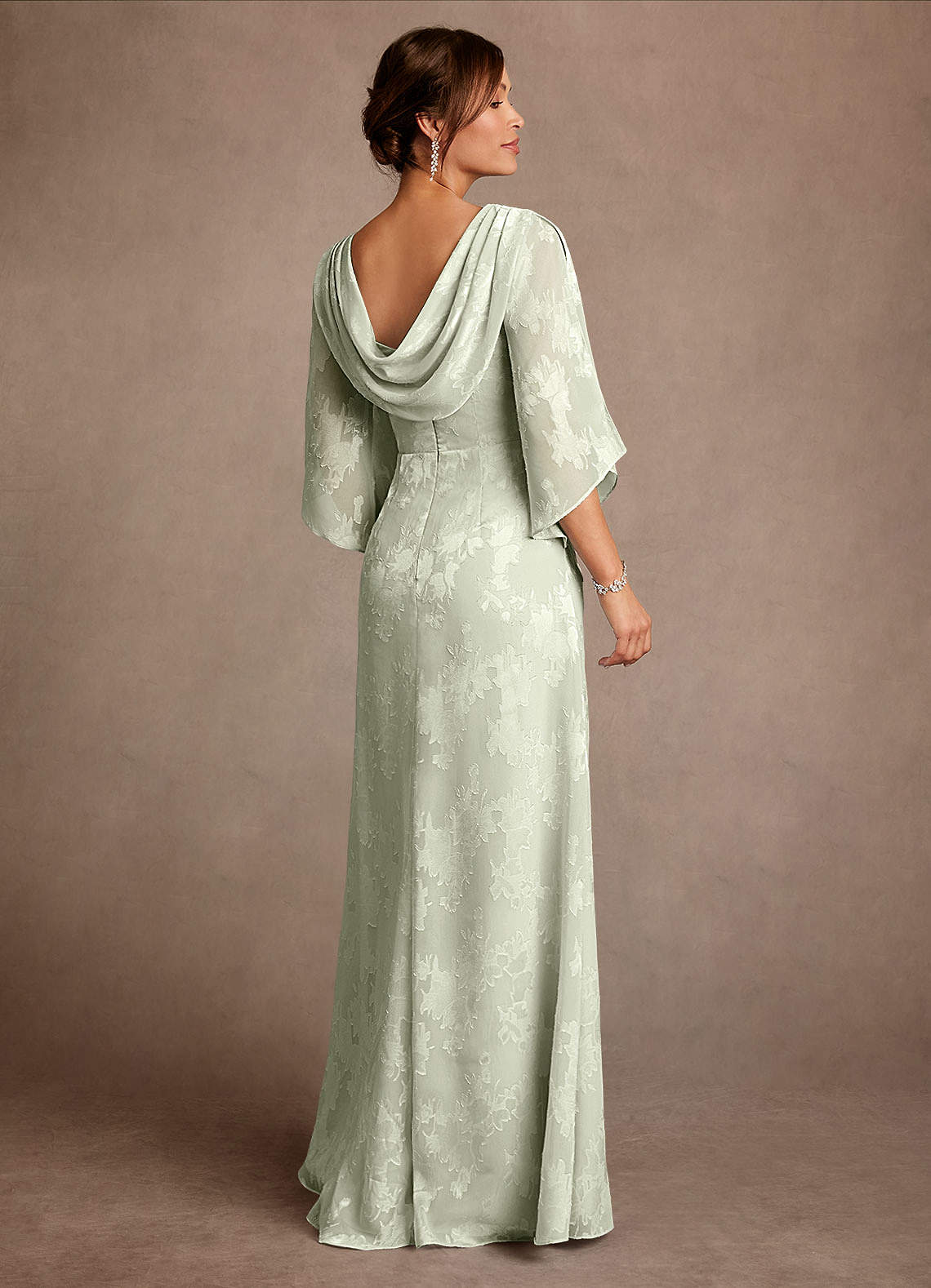 Anaheim Sheath Scoop-Neck Floral Burnout Mother of the Bride Dress in Dusty Sage