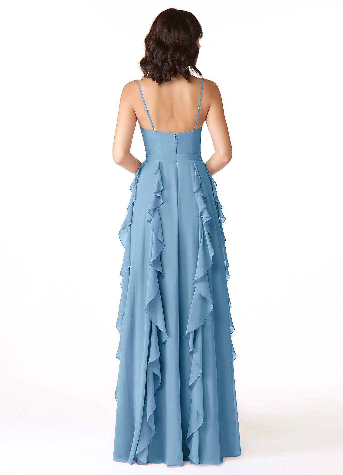Peyton A-Line V-Neck Chiffon Bridesmaid Dress in Steel Blue