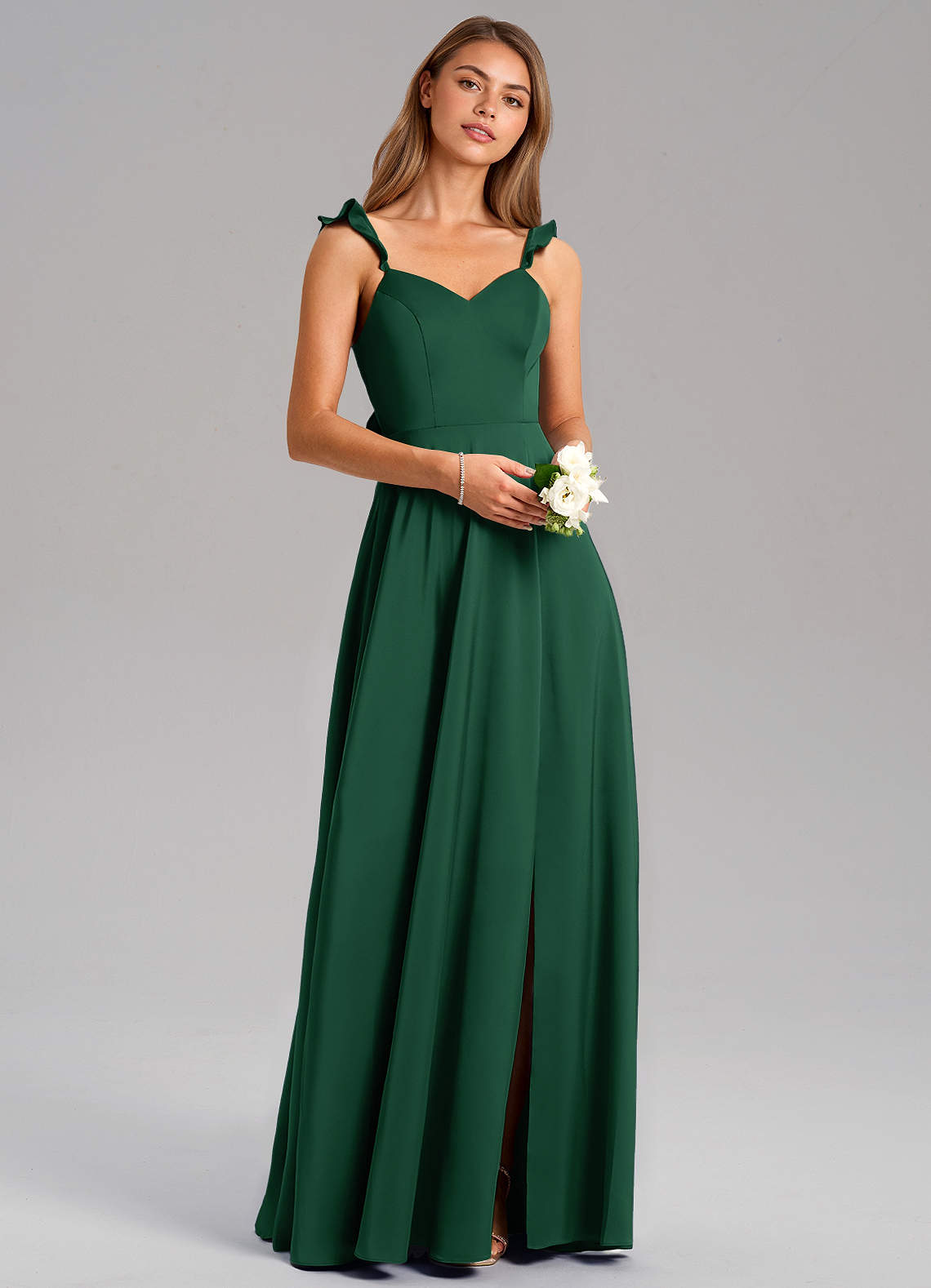 Everett A-Line V-Neck Chiffon Bridesmaid Dress in Dark Green