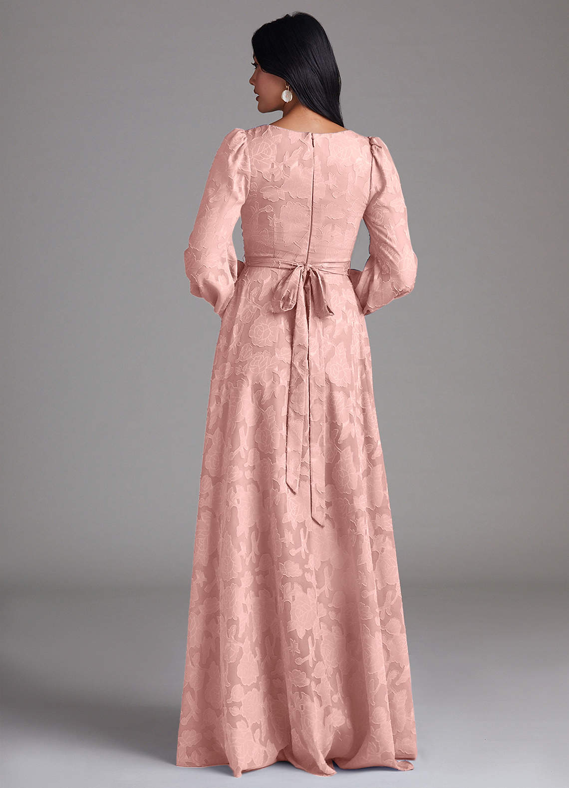 Leonia A-Line Square-Neck Stretch Satin Bridesmaid Dress in Powder Pink