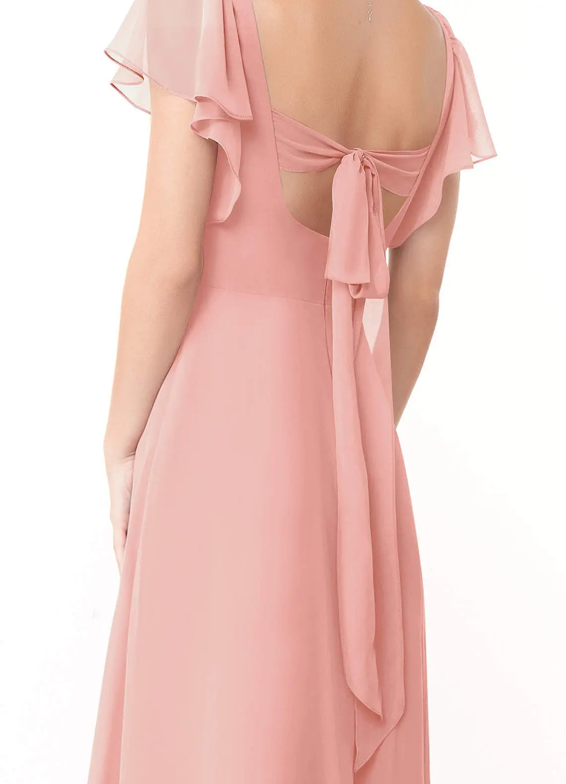 Syenna A-Line V-Neck Chiffon Bridesmaid Dress in Rosette