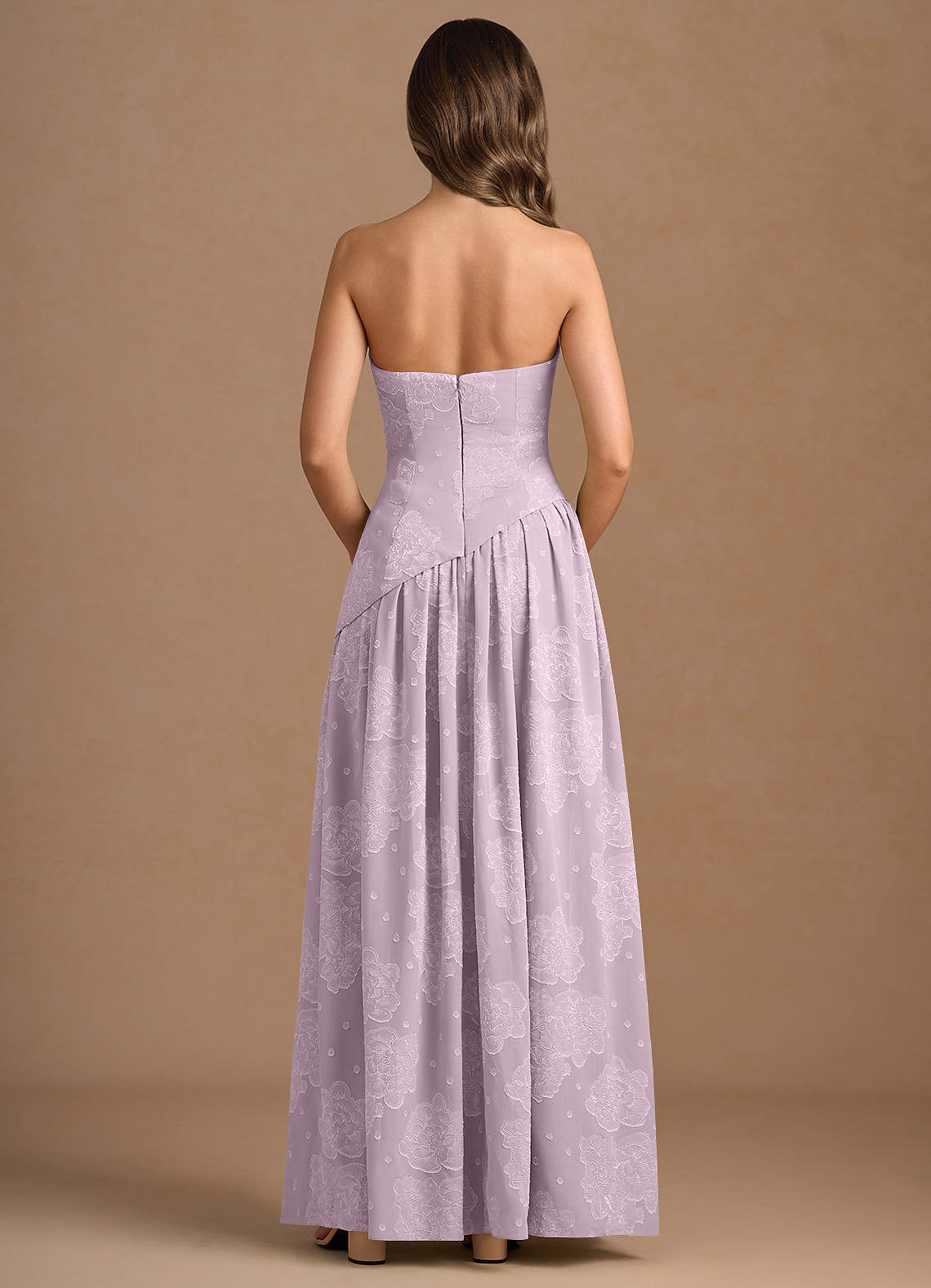 Marcella A-Line Corset Chiffon Burnout Wedding Guest Dress in Frosted Lilac