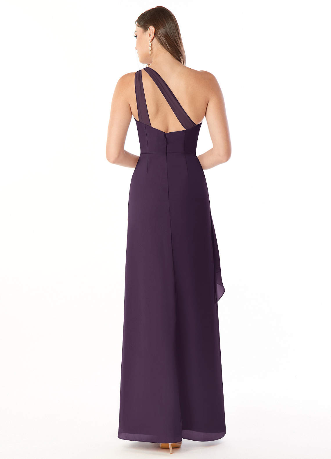 Maive Sheath One-Shoulder Chiffon Bridesmaid Dress in Plum