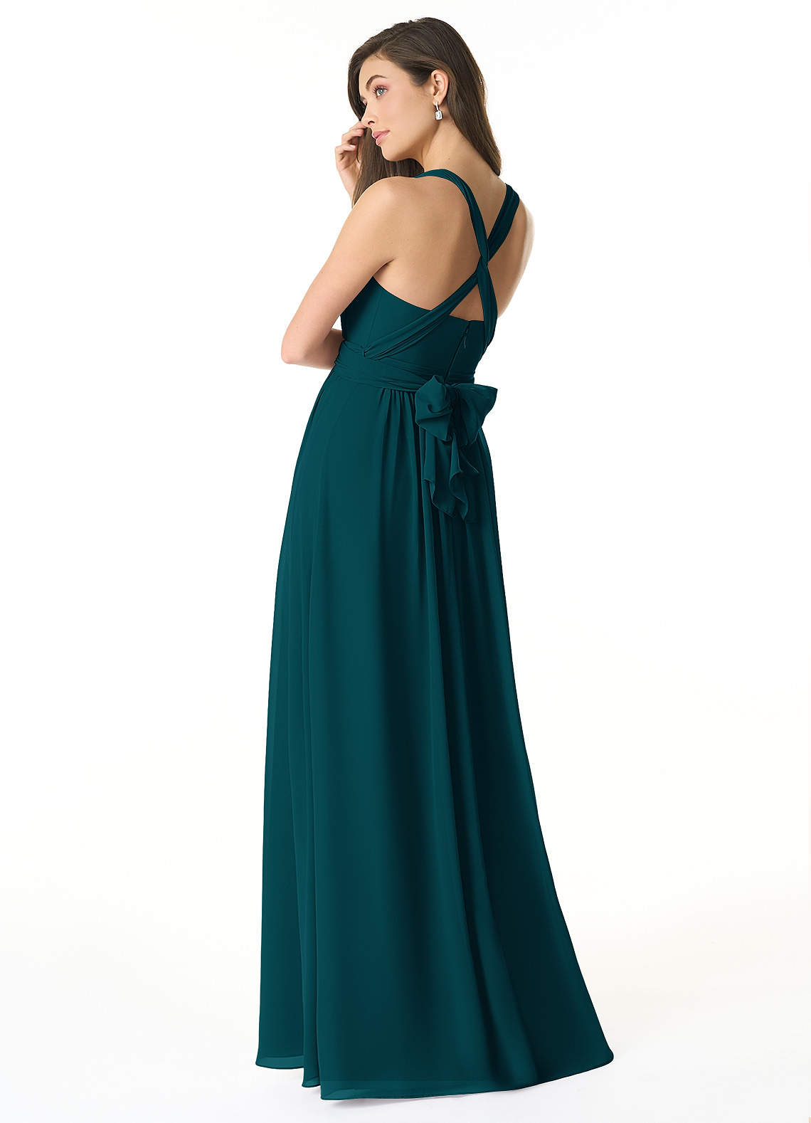 Olani A-Line V-Neck Chiffon Bridesmaid Dress in Pine