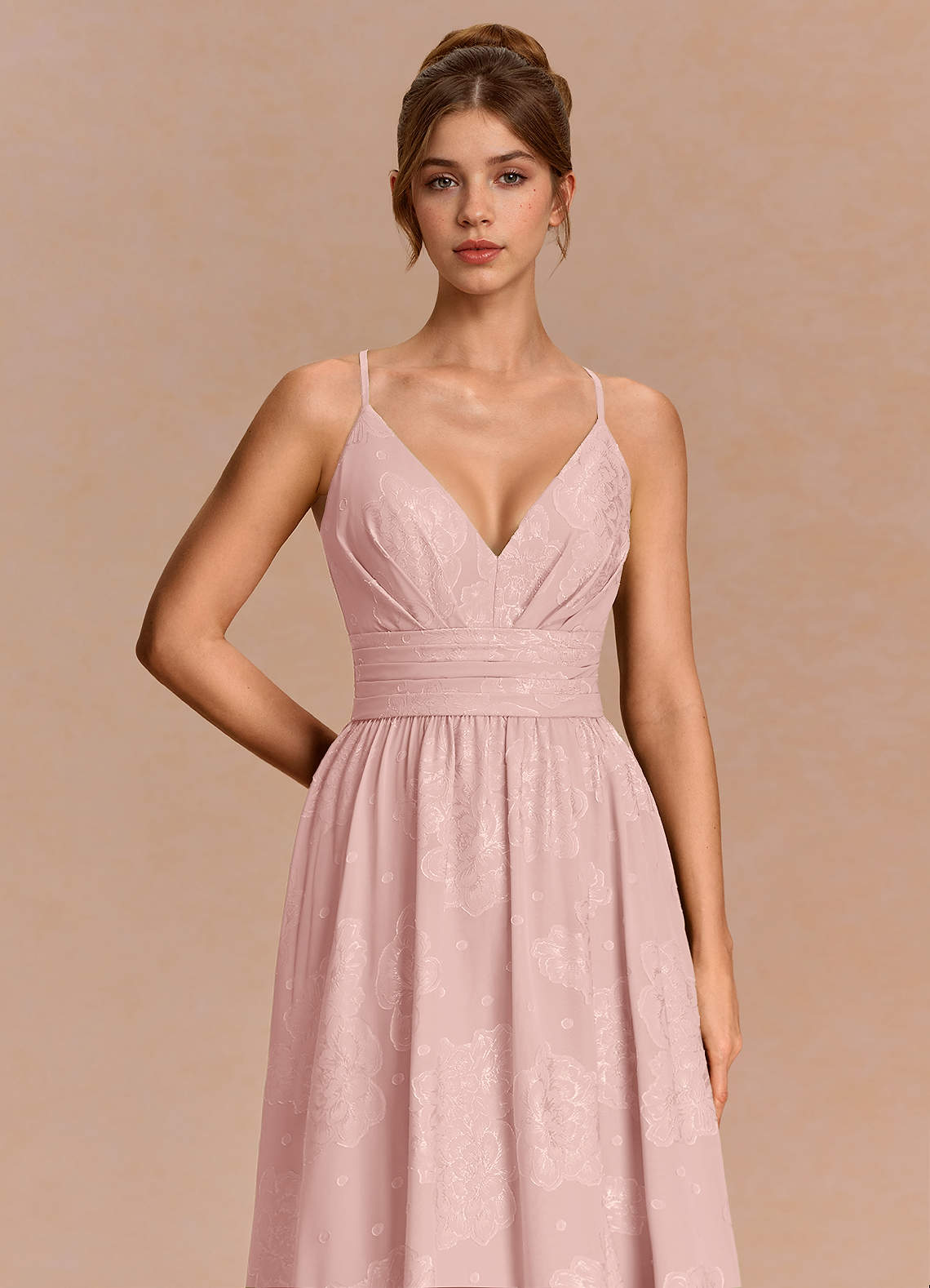 Anaëlle A-Line V-Neck Chiffon Burnout Evening Dress in Powder Blue