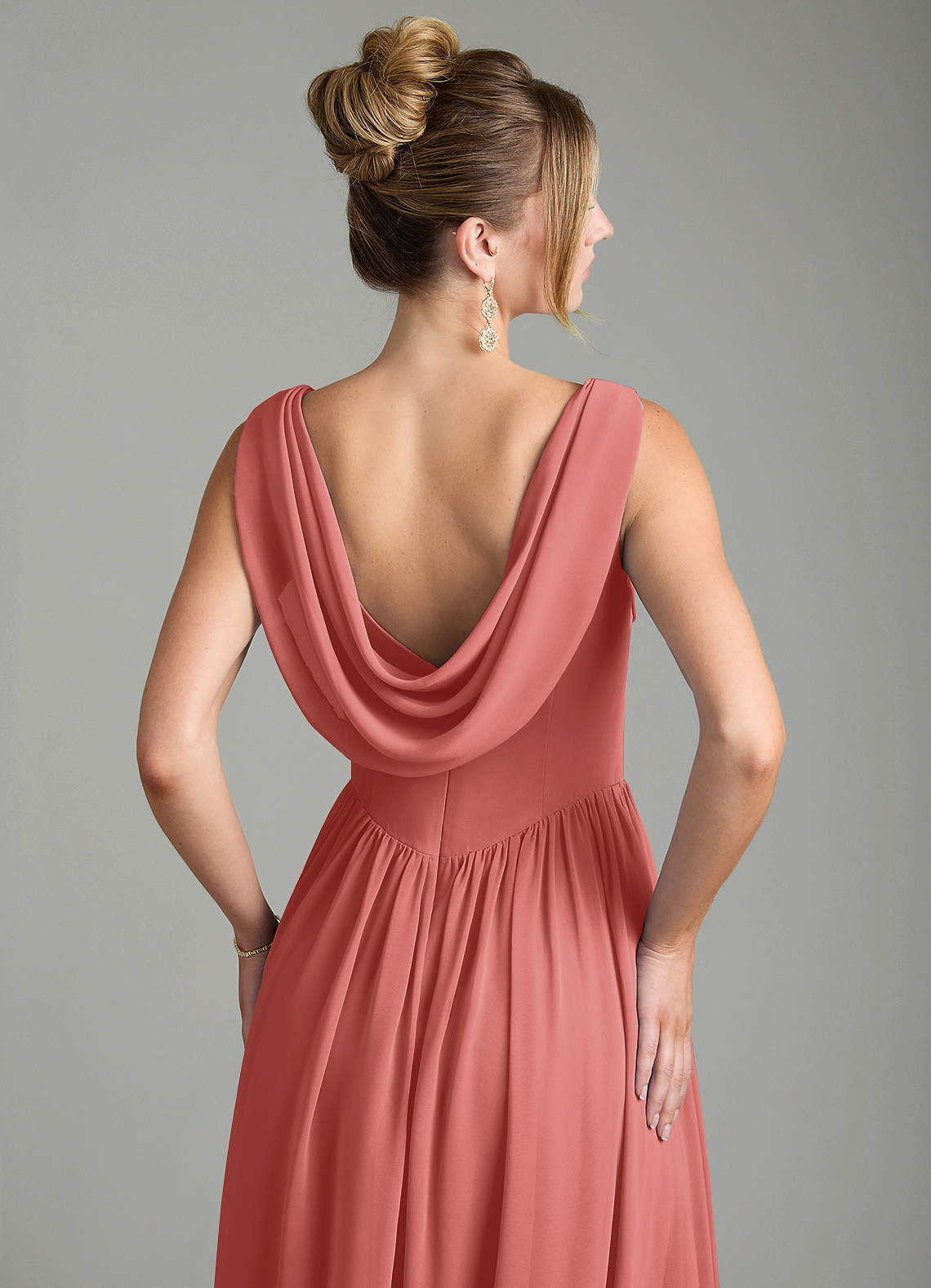 Novi A-Line Square-Neck Chiffon Bridesmaid Dress in Antique Rose