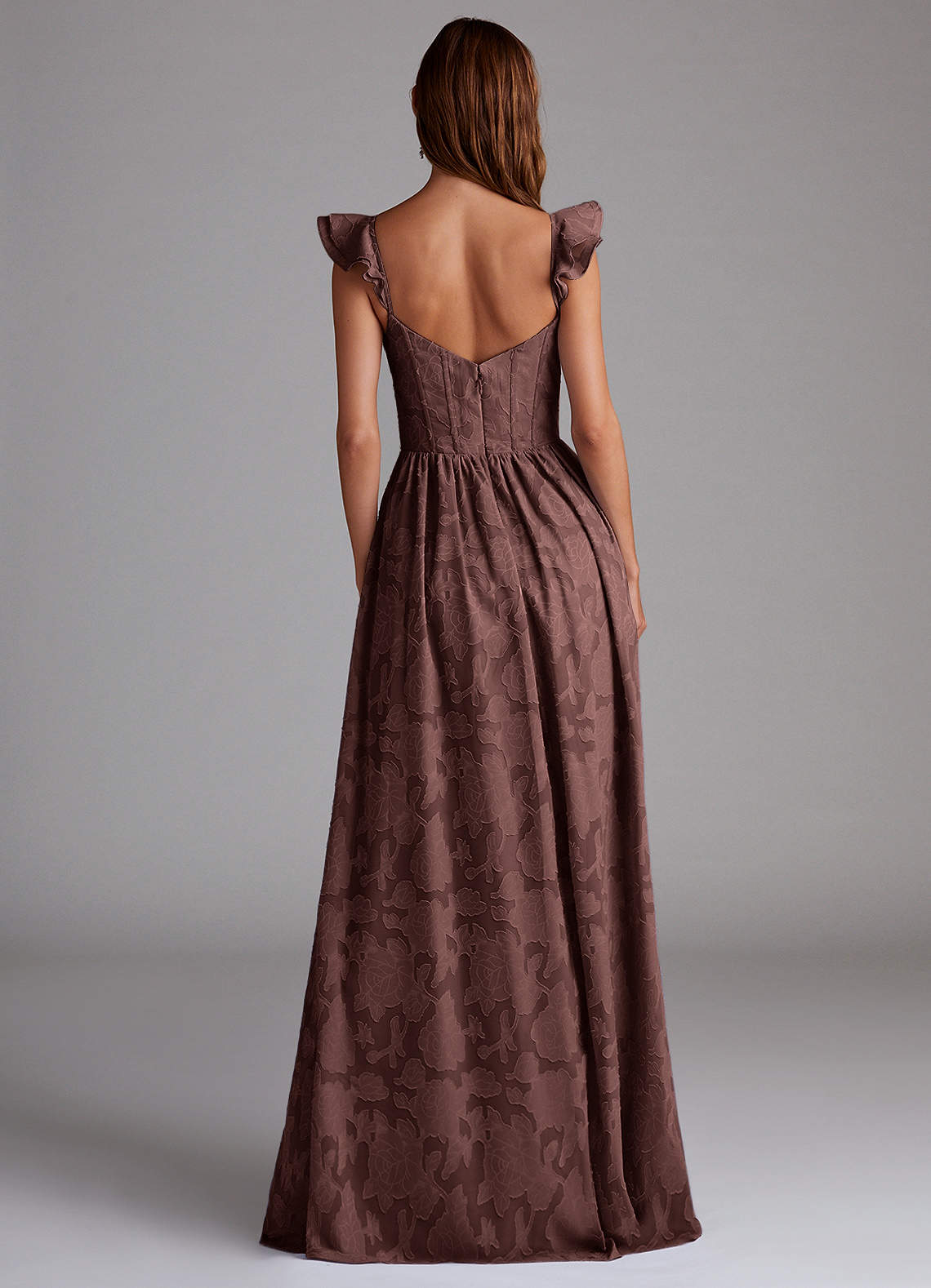 Denisse A-Line Sweetheart Floral Burnout Bridesmaid Dress in Espresso