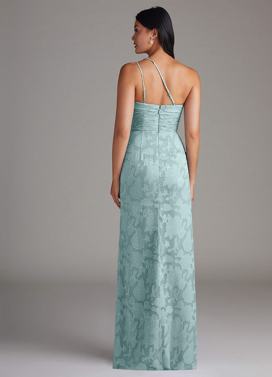 Eren Sheath One-Shoulder Floral Burnout Bridesmaid Dress in Mist