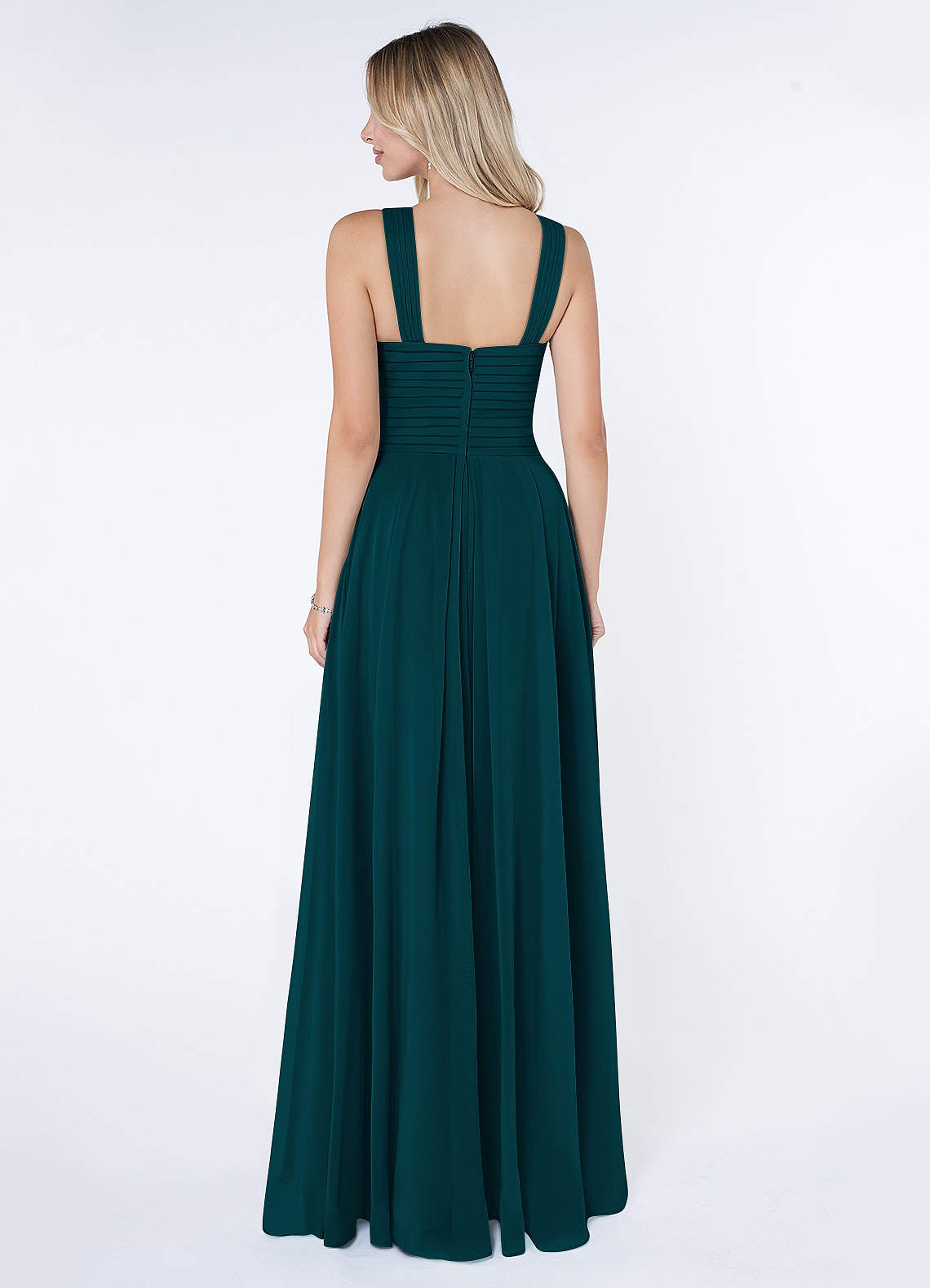 Kaleigh A-Line Halter Chiffon Bridesmaid Dress in Pine