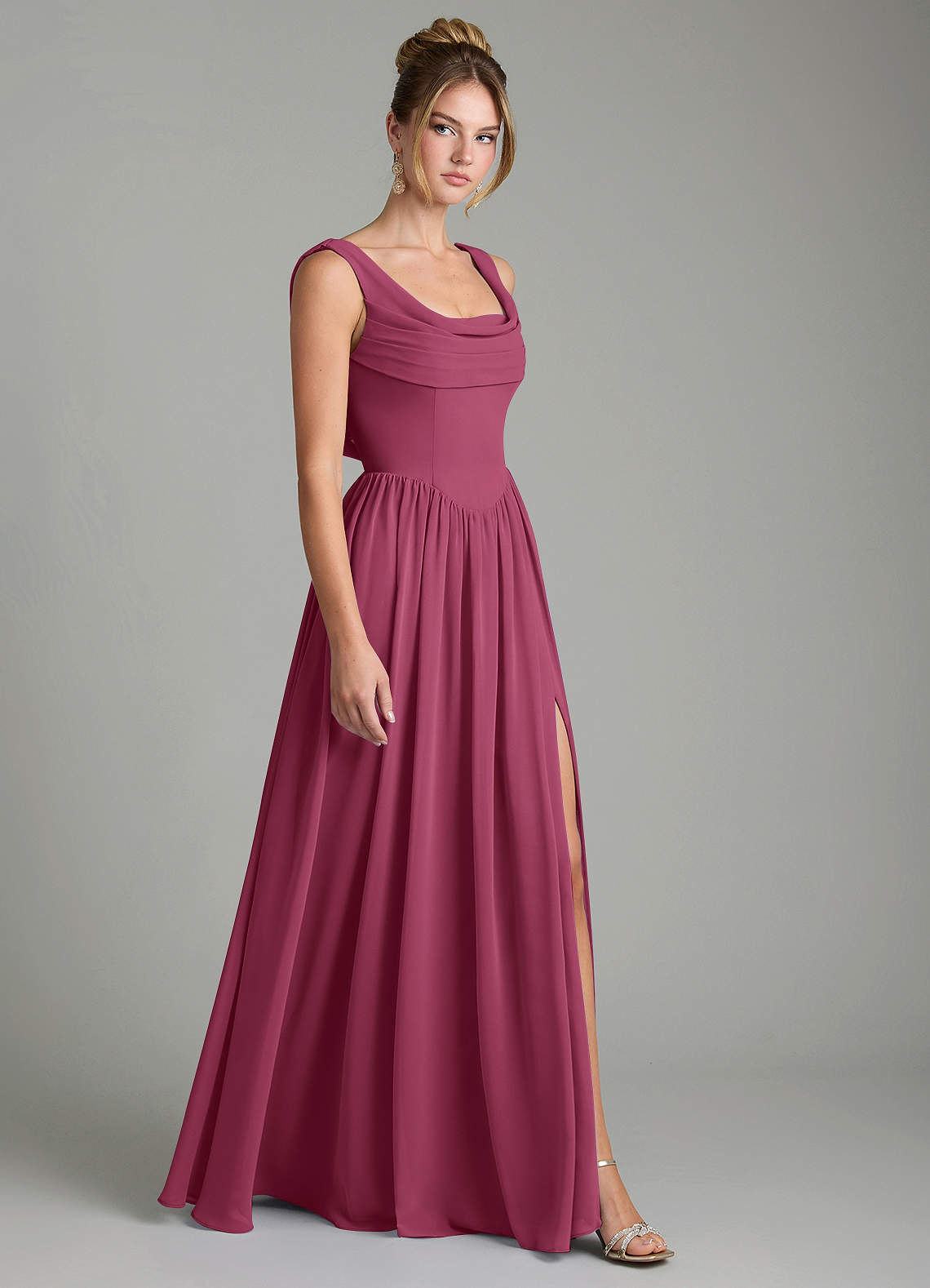 Novi A-Line Square-Neck Chiffon Bridesmaid Dress in Mulberry