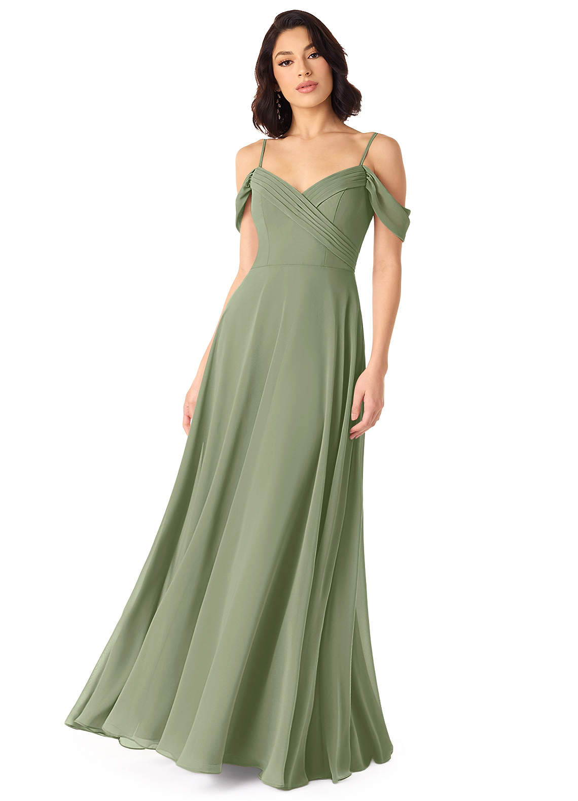 Tancie A-Line Off-the-Shoulder Chiffon Bridesmaid Dress in Pistachio