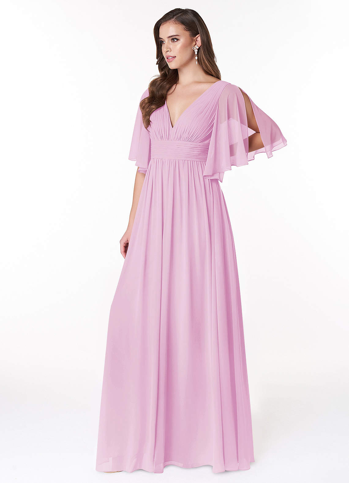 Temeka A-Line V-Neck Chiffon Bridesmaid Dress in candy pink