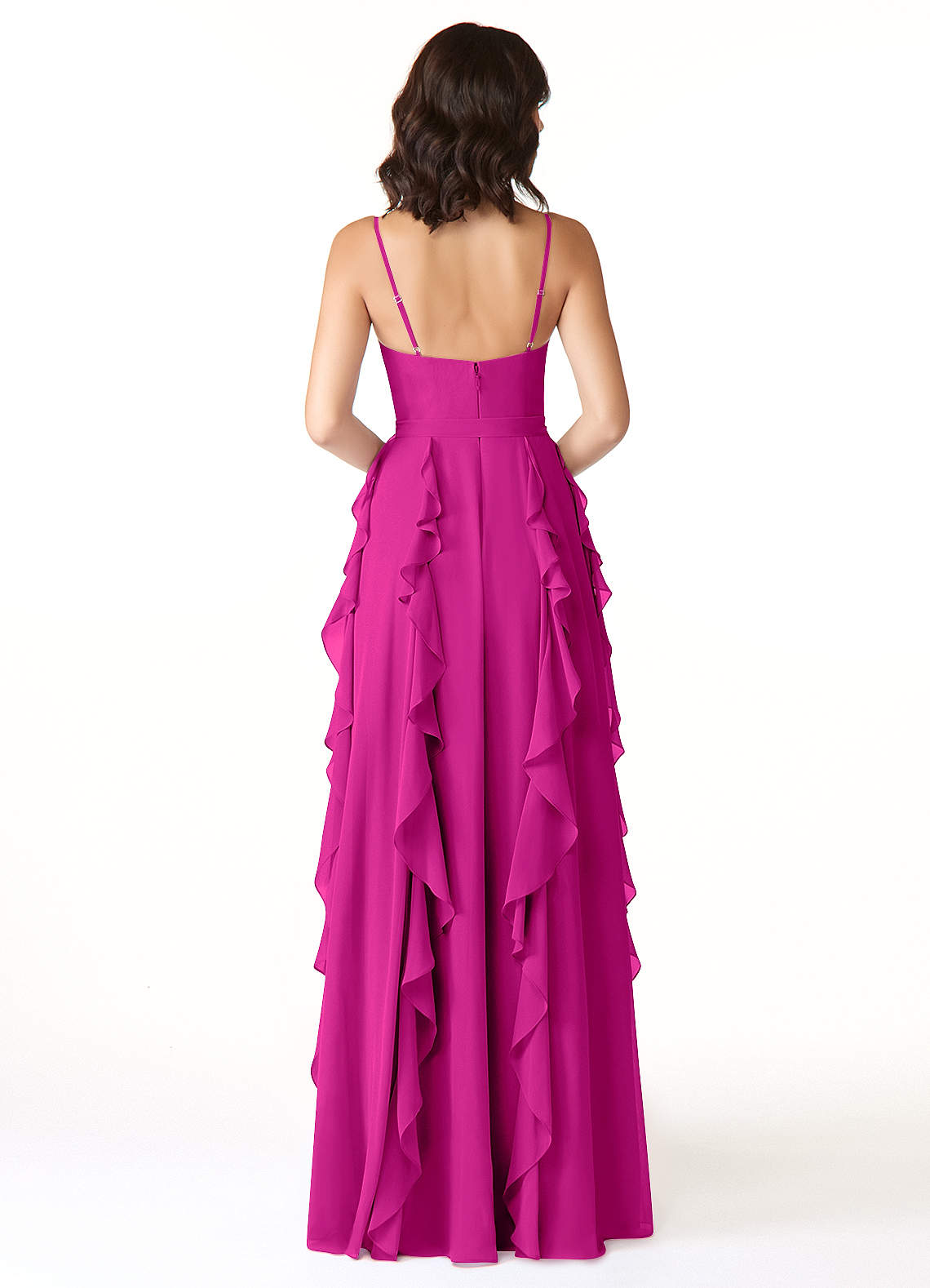 Peyton A-Line V-Neck Chiffon Bridesmaid Dress in Fuchsia