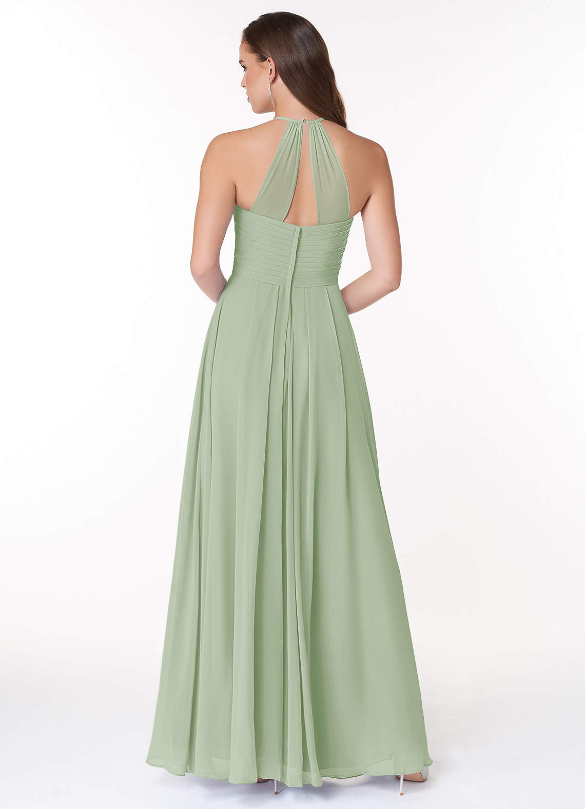 Ginger A-Line Halter Chiffon Bridesmaid Dress in Dusty Sage
