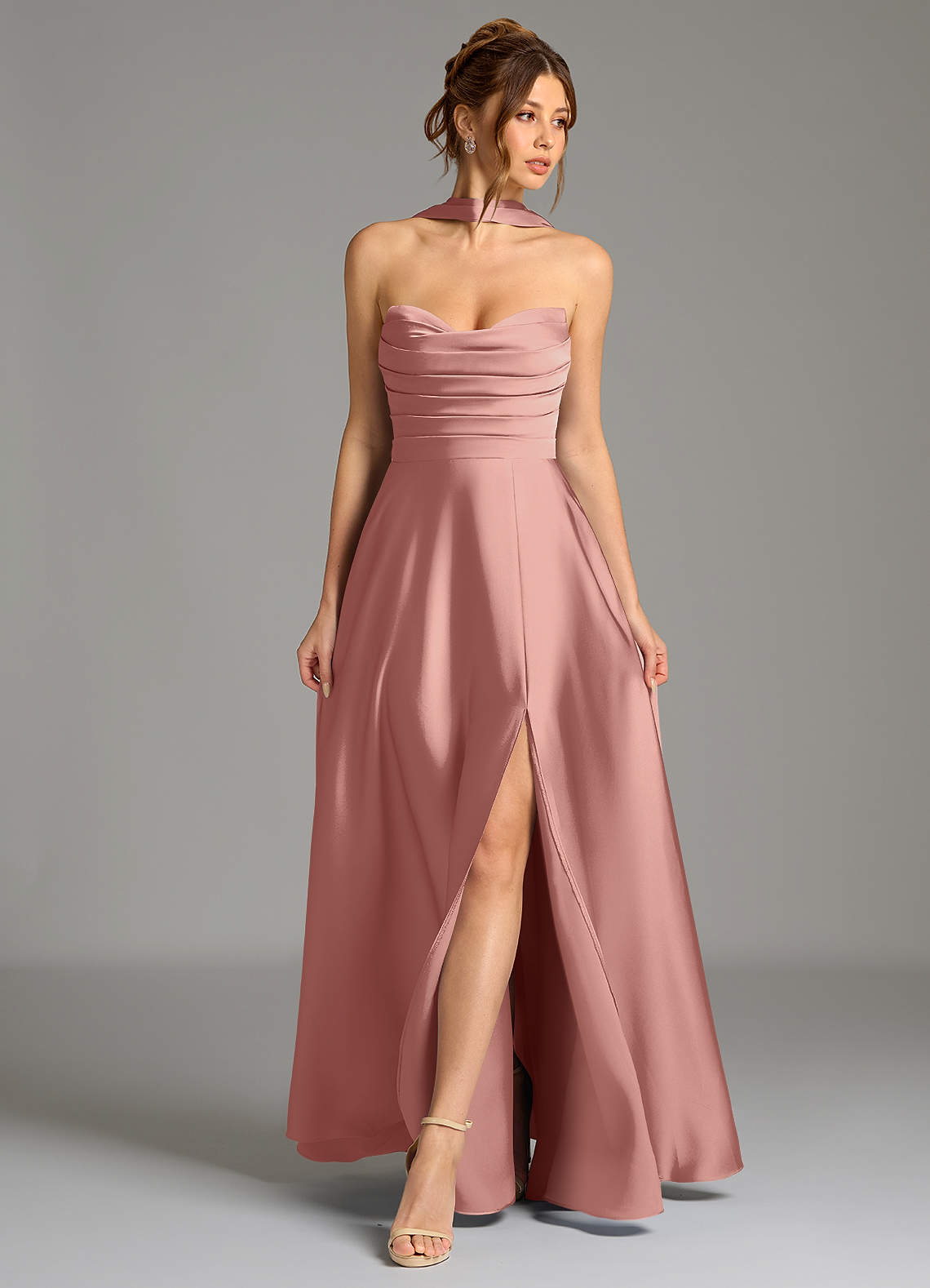Ayla A-Line Sweetheart Stretch Satin Bridesmaid Dress in Rosette