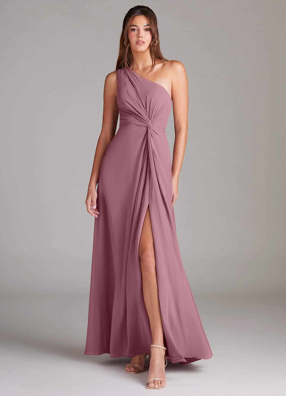 Brooke A-Line One-Shoulder Chiffon Bridesmaid Dress in Vintage Mauve