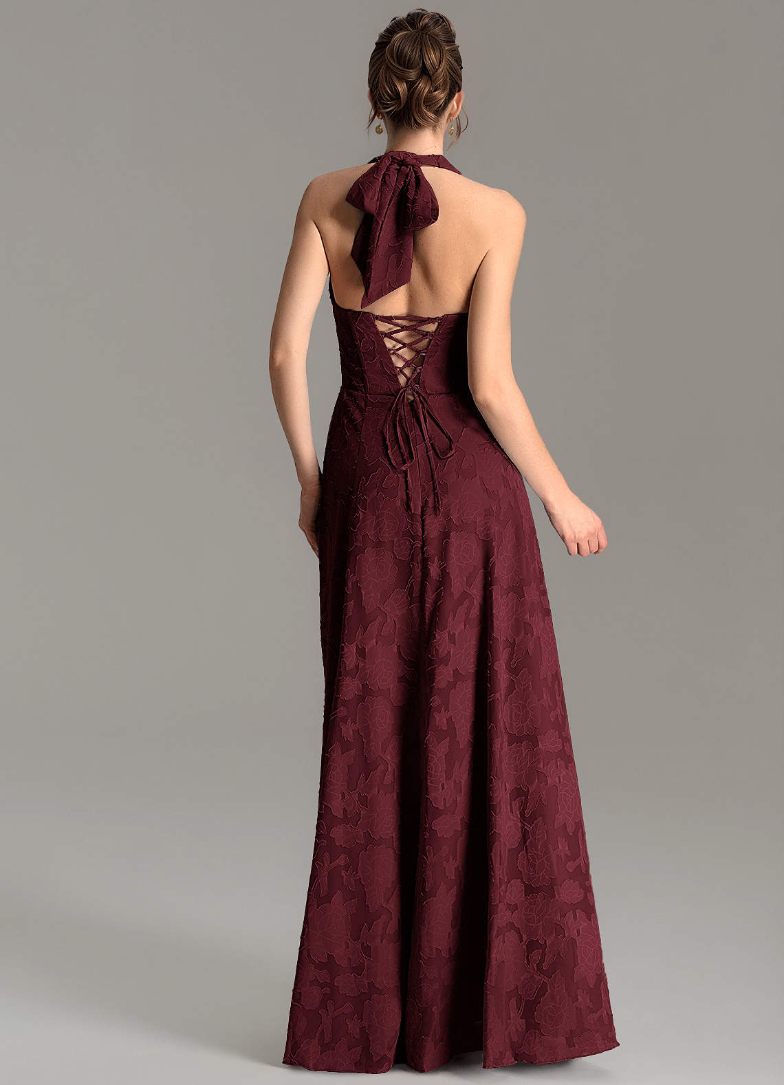 Nia A-Line V-Neck Floral Burnout Bridesmaid Dress