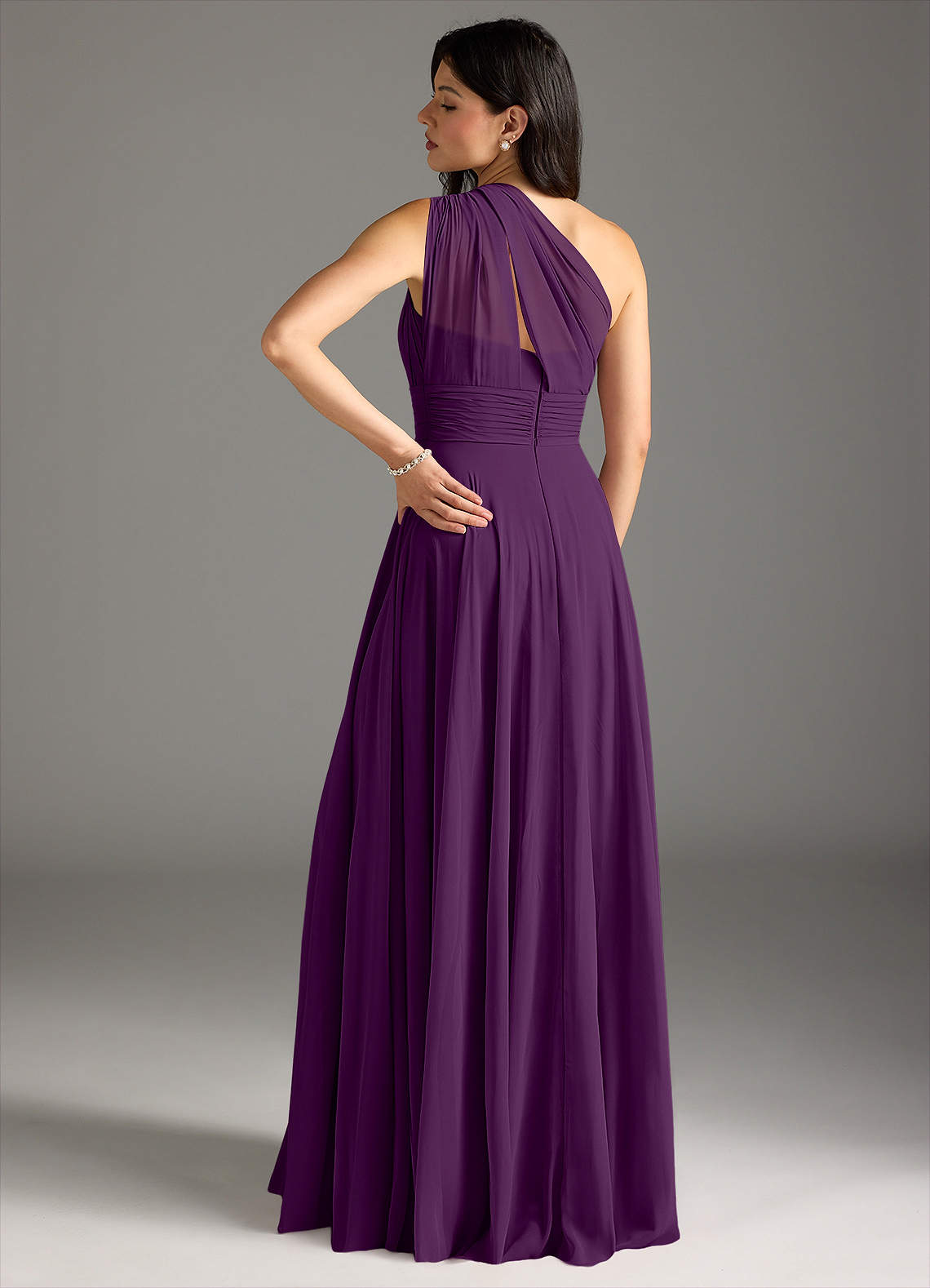 Charlize A-Line One-Shoulder Chiffon Bridesmaid Dress in Grape