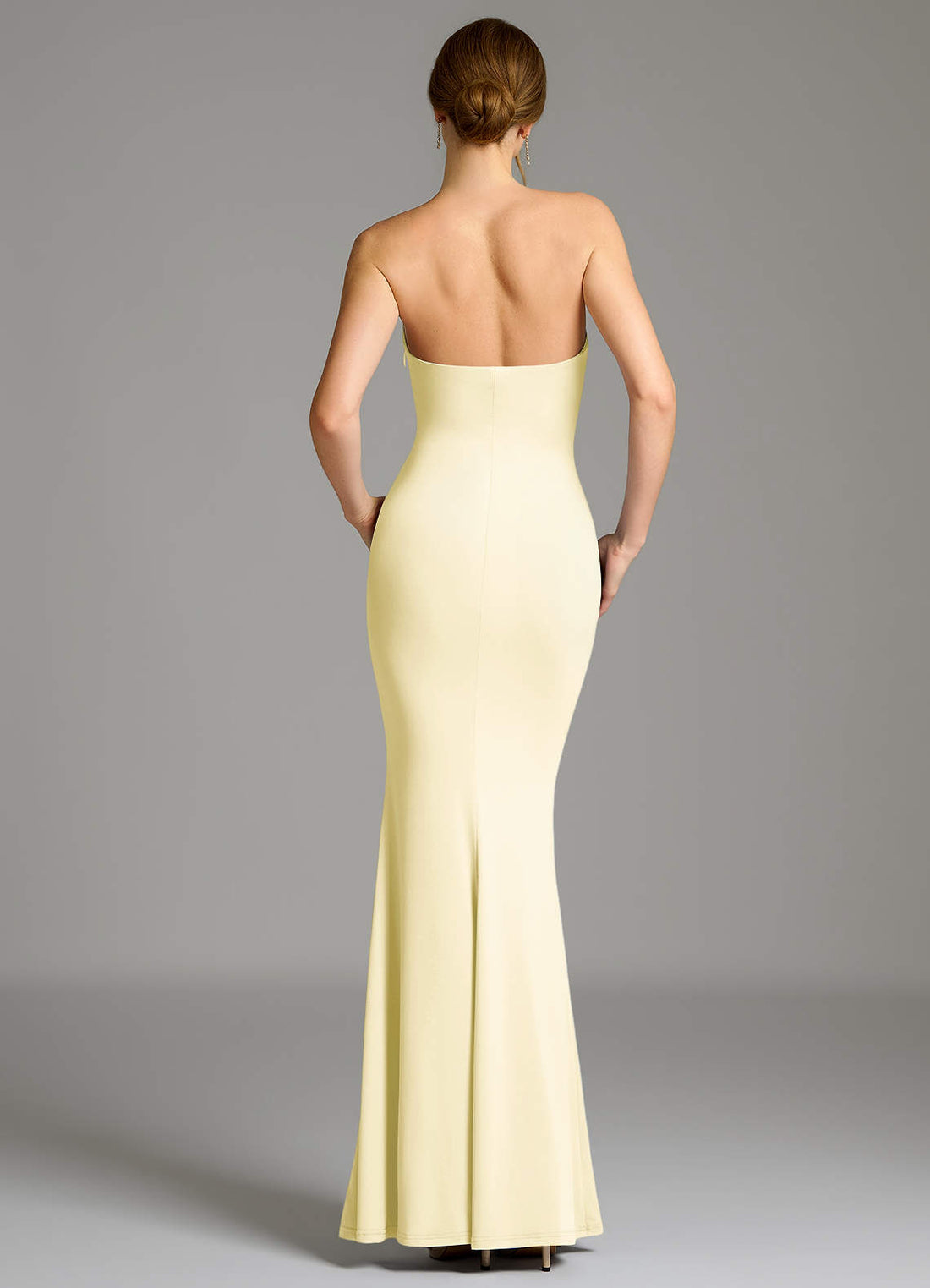Shaniya Mermaid Strapless Stretch Jersey Bridesmaid Dress in Lemon Sorbet