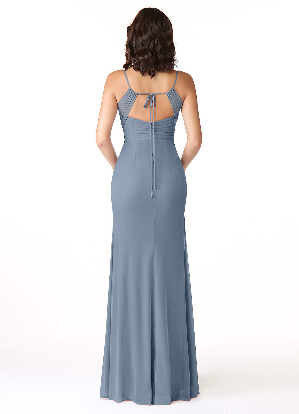 Reneya Mermaid V-Neck Mesh Bridesmaid Dress in Twilight