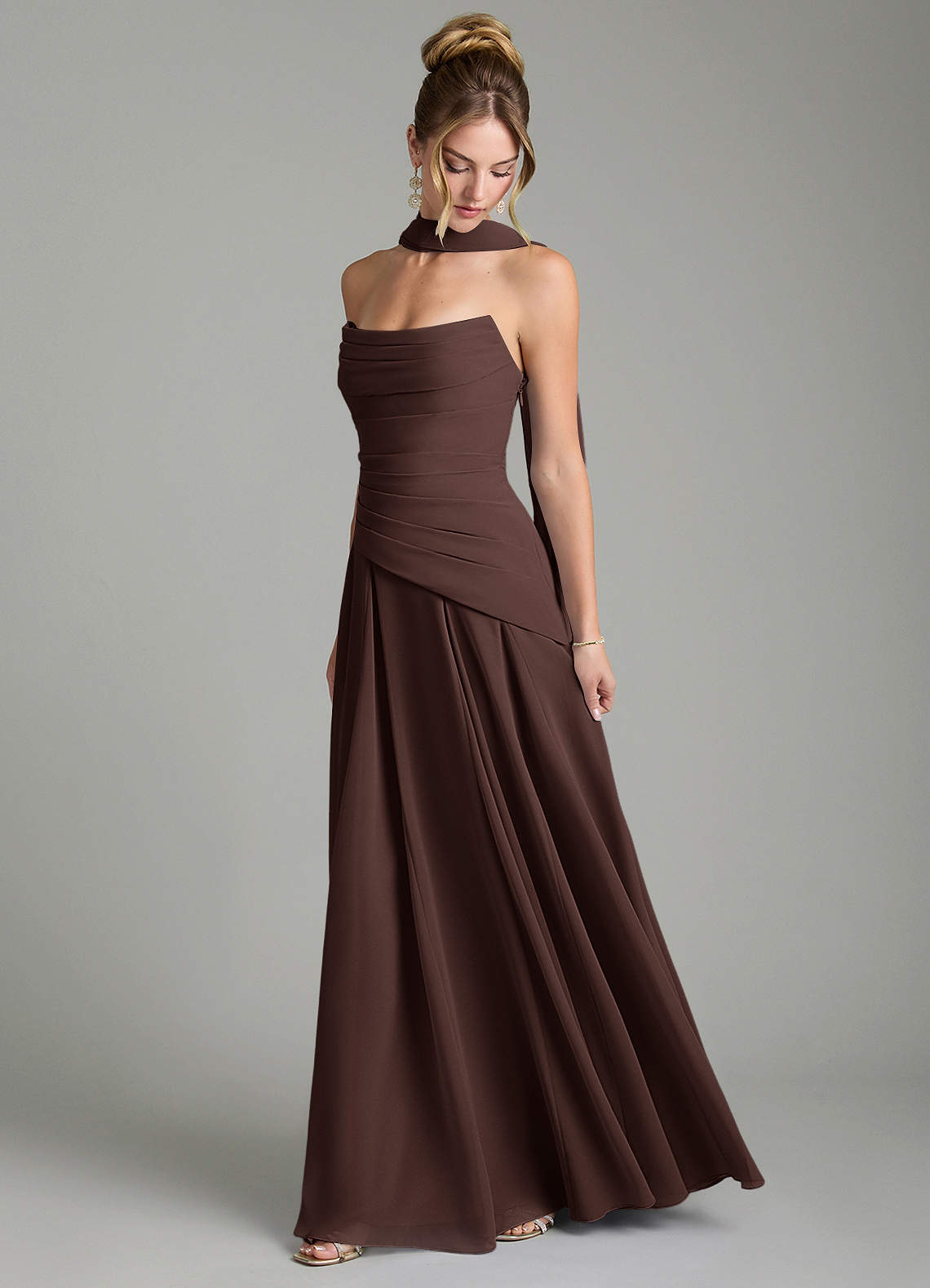 Gabriela A-Line Cowl-Neck Chiffon Bridesmaid Dress