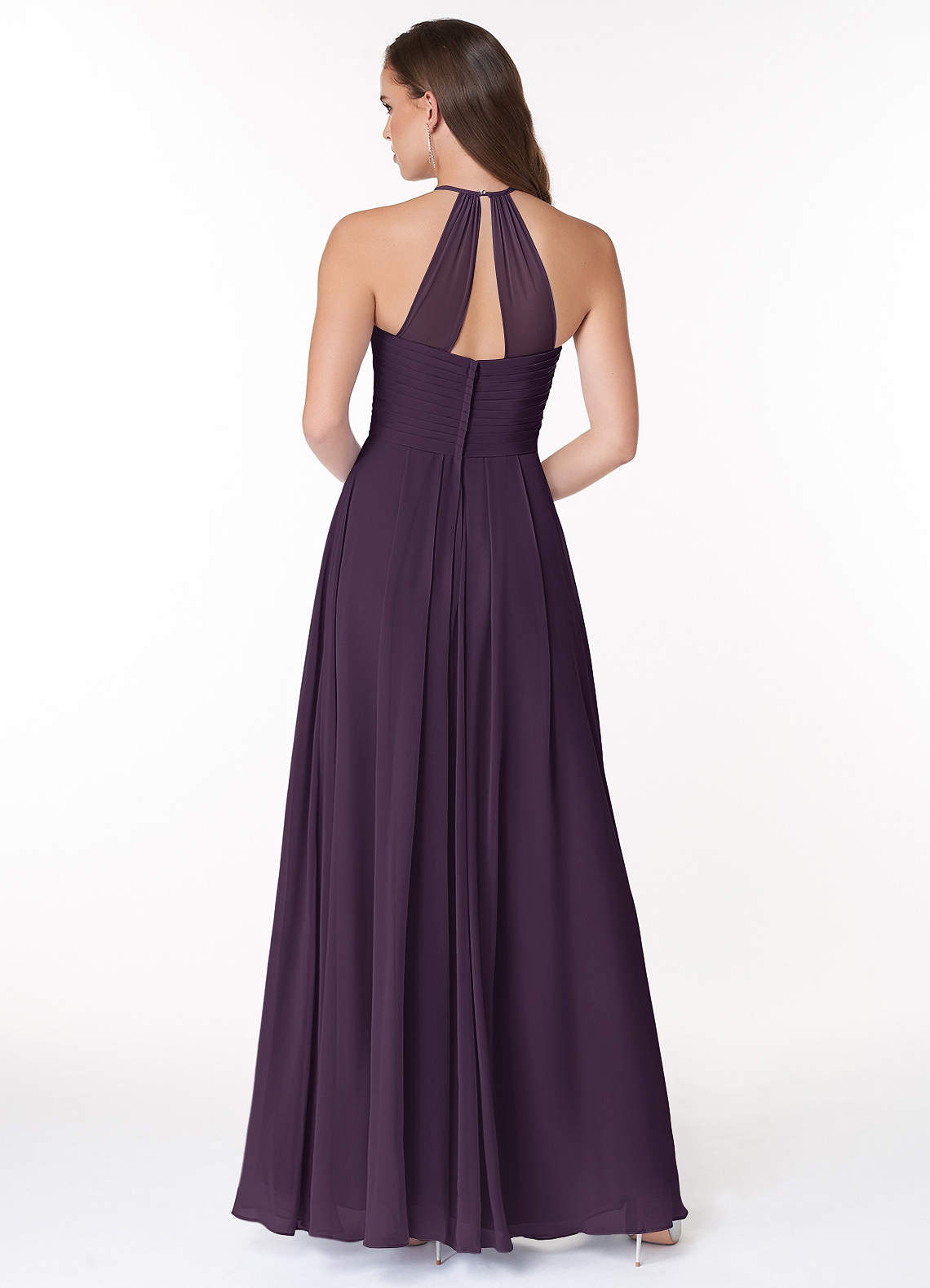 Ginger A-Line Halter Chiffon Bridesmaid Dress in Plum