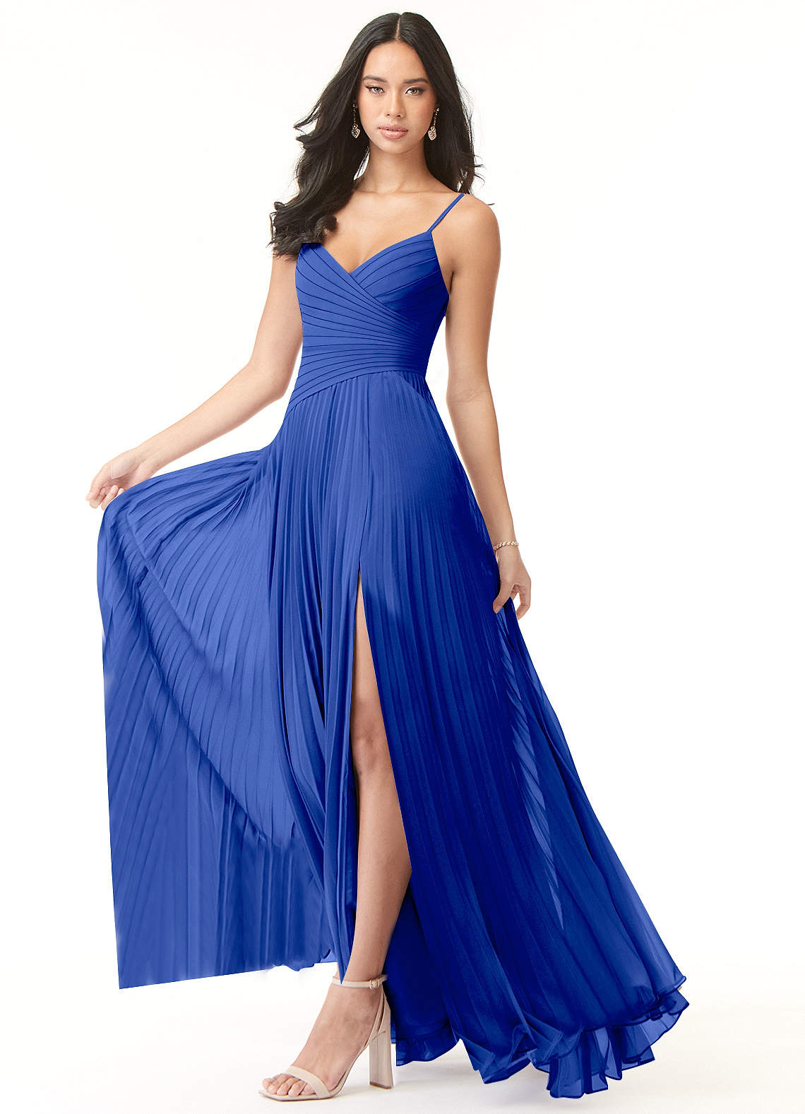 Vini A-Line V-Neck Chiffon Bridesmaid Dress in Royal Blue