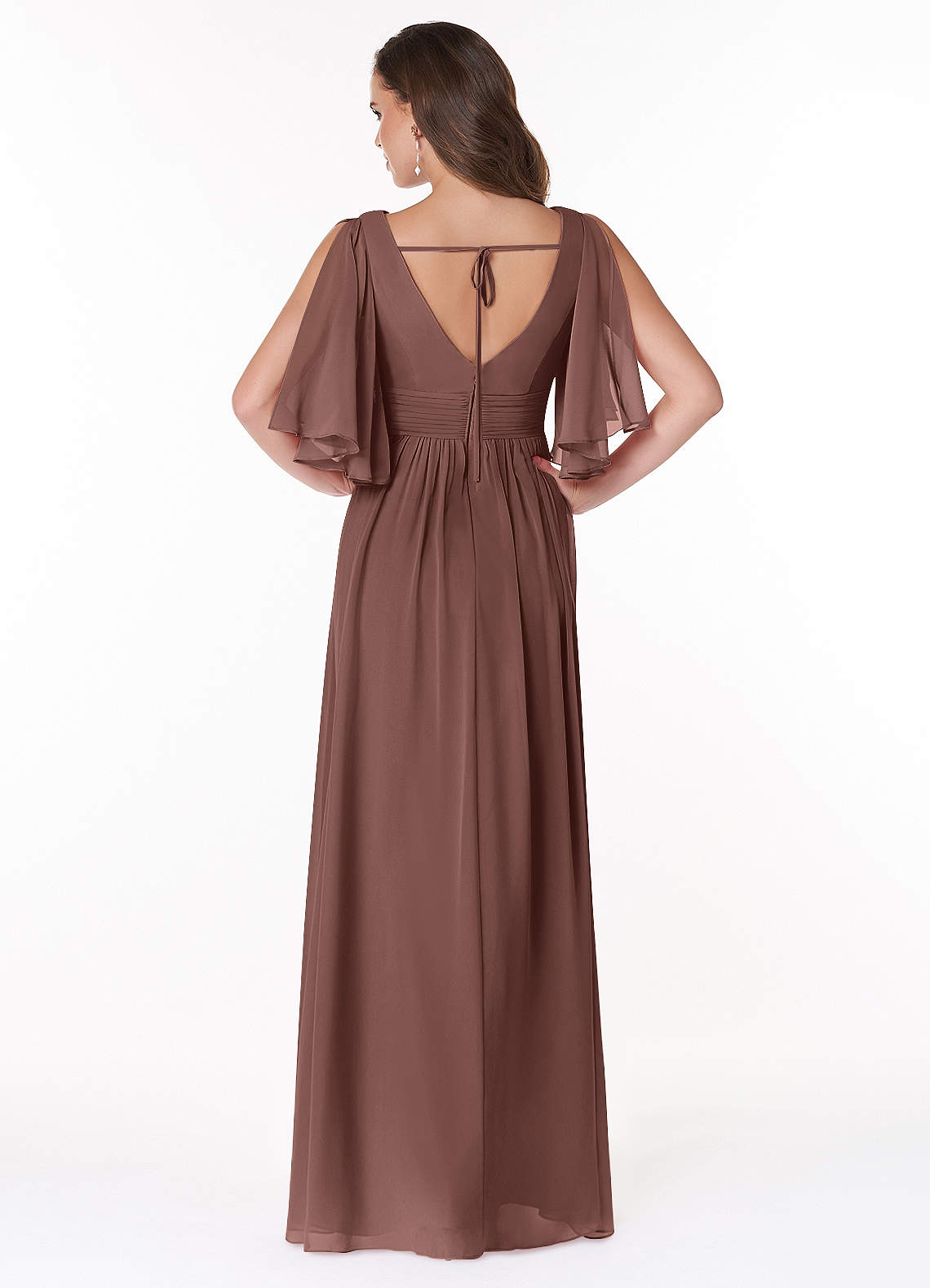 Temeka A-Line V-Neck Chiffon Bridesmaid Dress in Espresso
