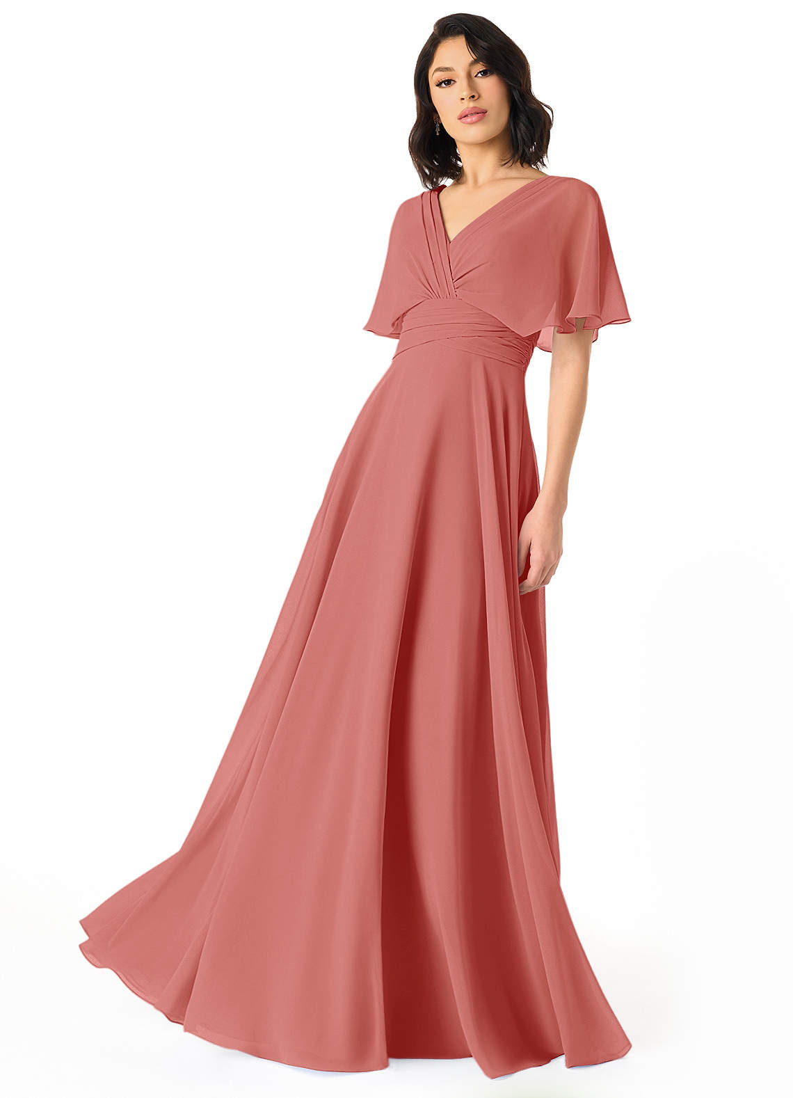 Pamela A-Line V-Neck Chiffon Bridesmaid Dress in Antique Rose