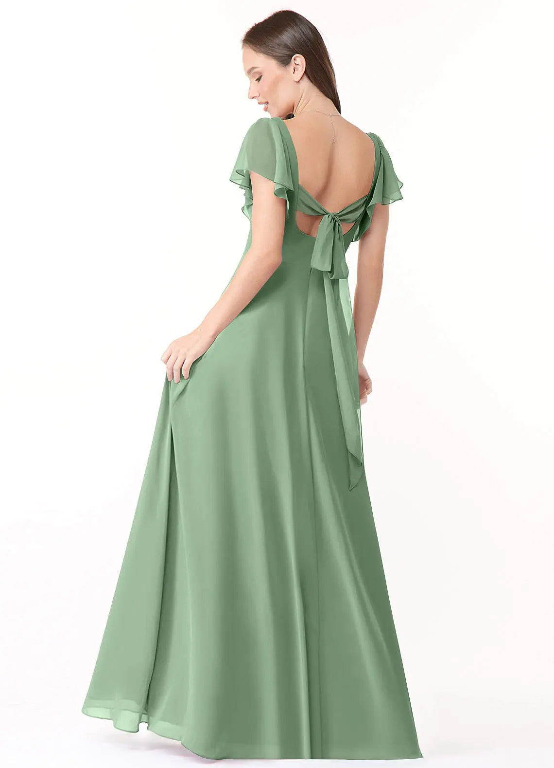 Syenna A-Line V-Neck Chiffon Bridesmaid Dress in Matcha