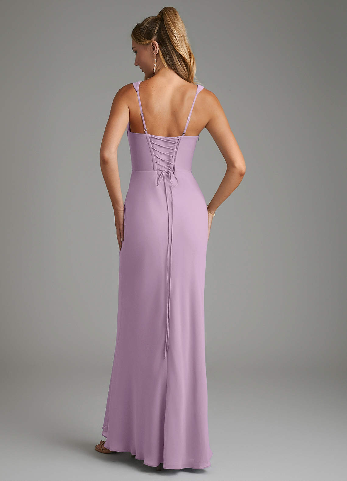 Asa Sheath Square-Neck Chiffon Bridesmaid Dress in Wisteria