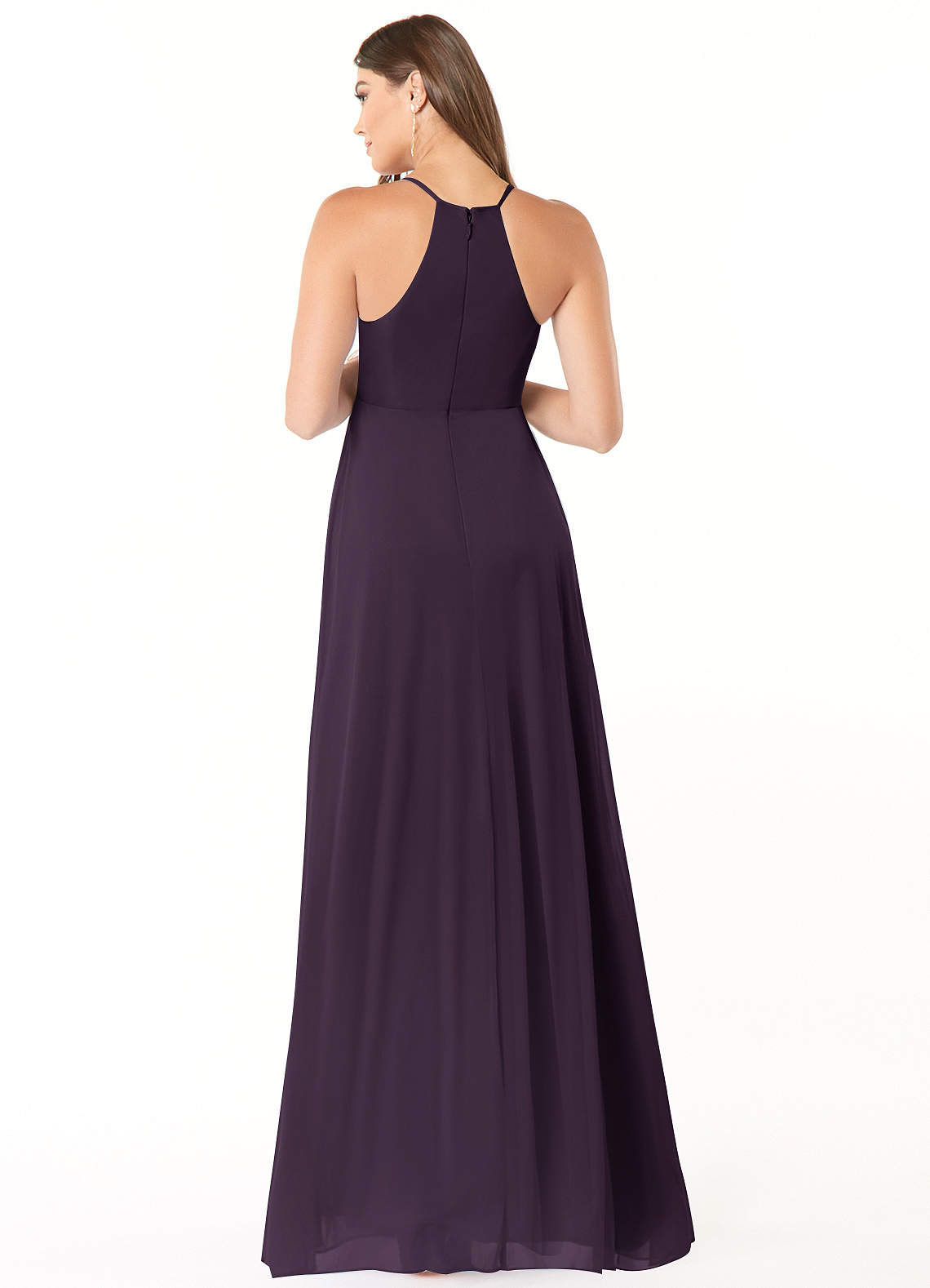 Annabelle A-Line V-Neck Mesh Bridesmaid Dress in Plum