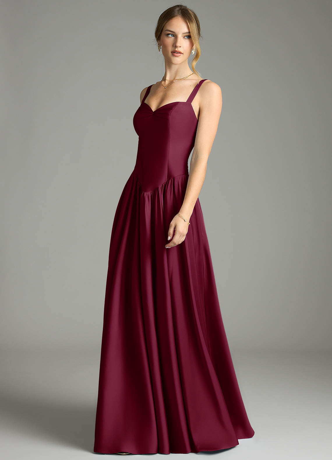 Evadina A-Line Sweetheart Stretch Satin Bridesmaid Dress in Mulberry